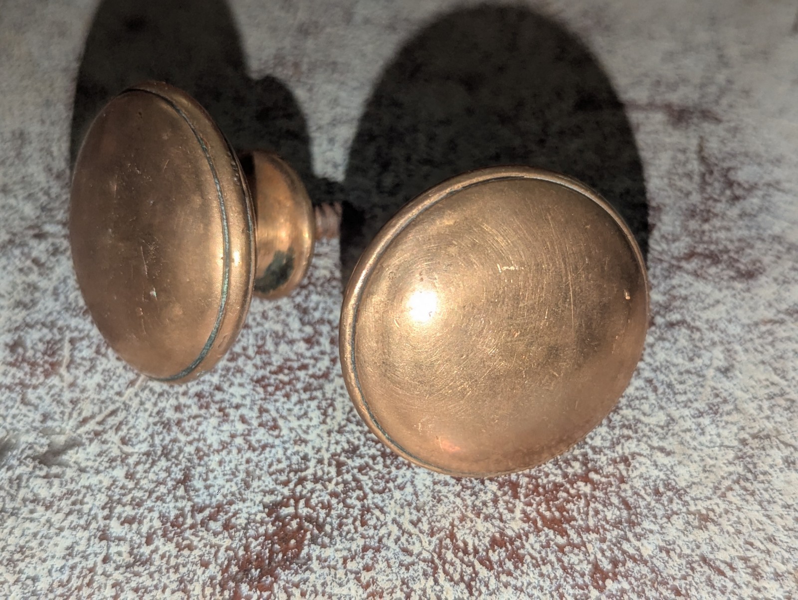Pair ANTIQUE Quality Heavy Brass Bronze Cabinet Drawer Knobs 1 1/2 Inch
