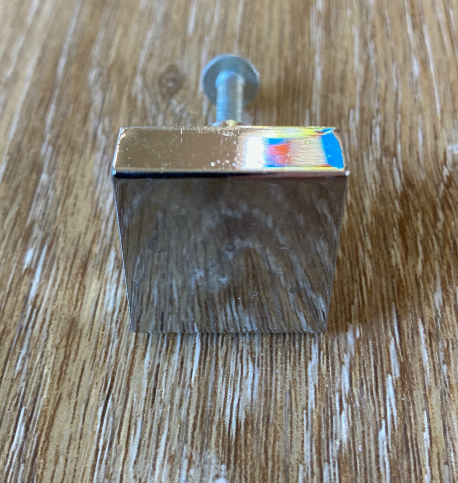 4 Vintage Shiny Chrome 1 inch Square Cabinet Pull Knobs