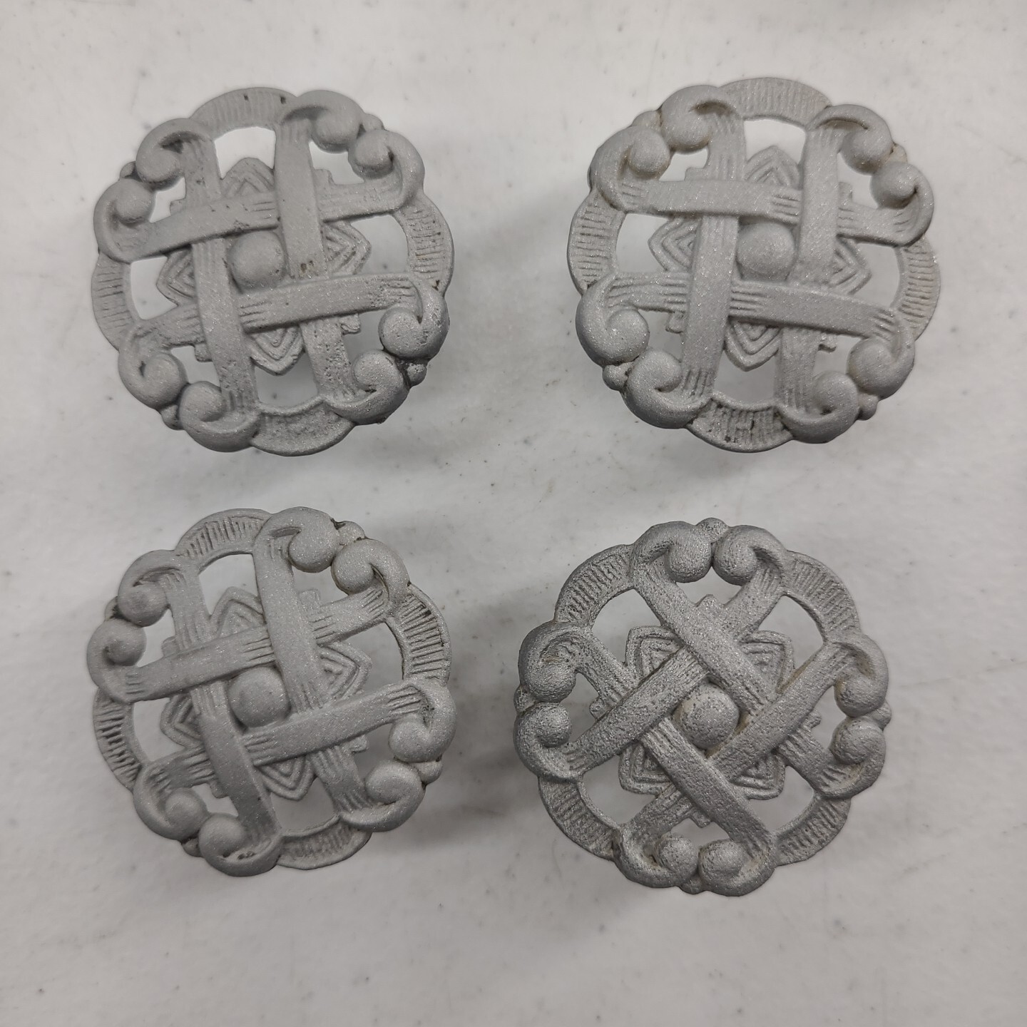 Vintage Lot of 10 Woven Drawer Pull Knobs Metal Floral Scrolls 1.5 inch Round