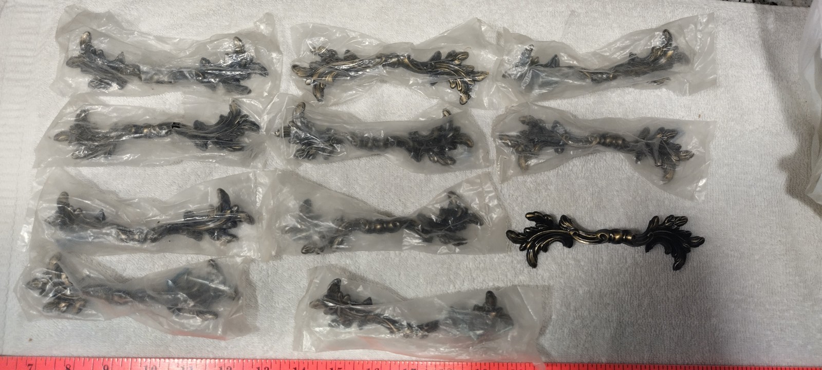 11 NOS Vintage French Provincial Drawer Pulls 3″ centers Solid Brass w/Screws