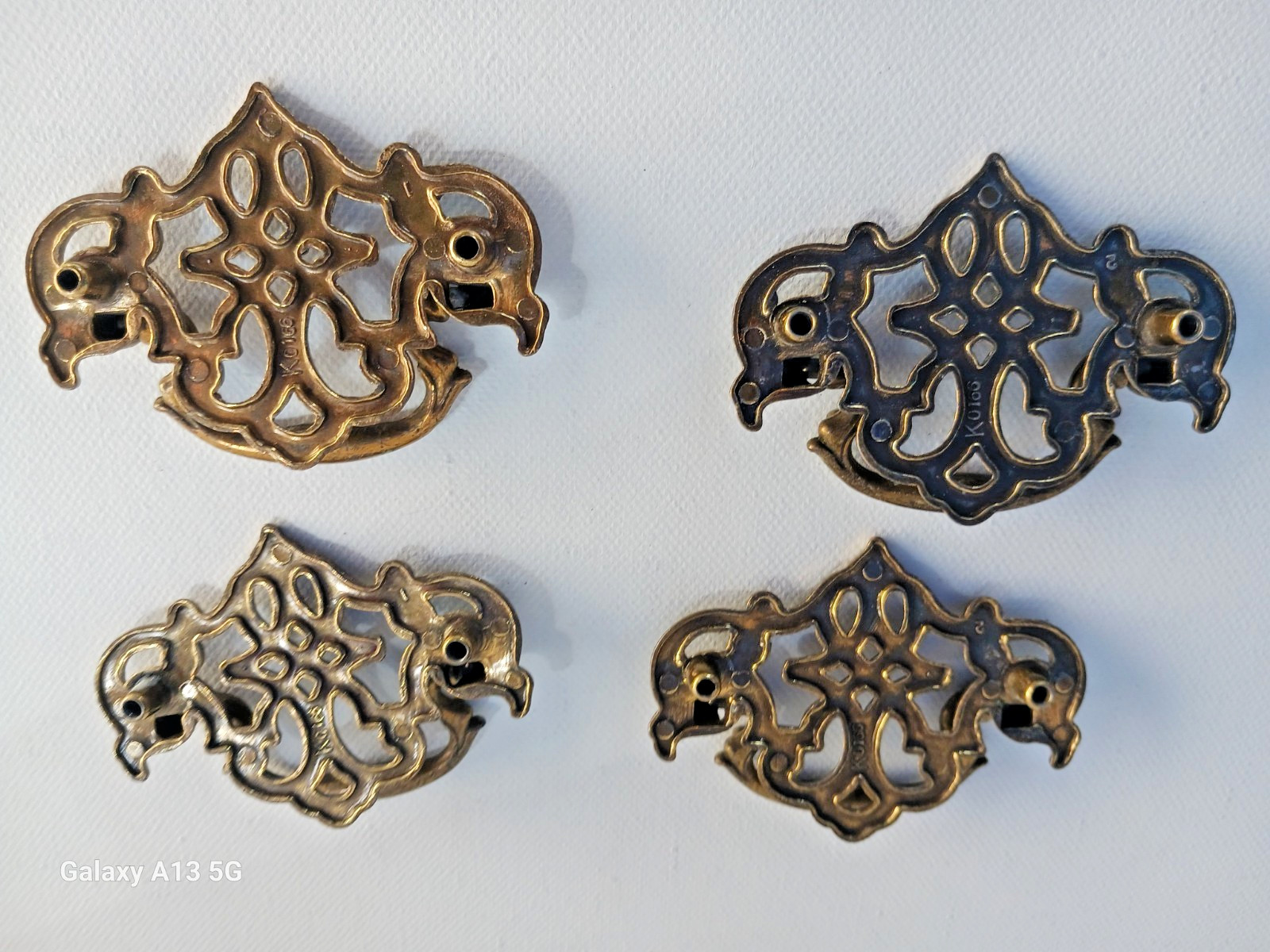 Vintage KBC Keeler Brass Batwing Chippendale Drawer Handle Pull Set of 4