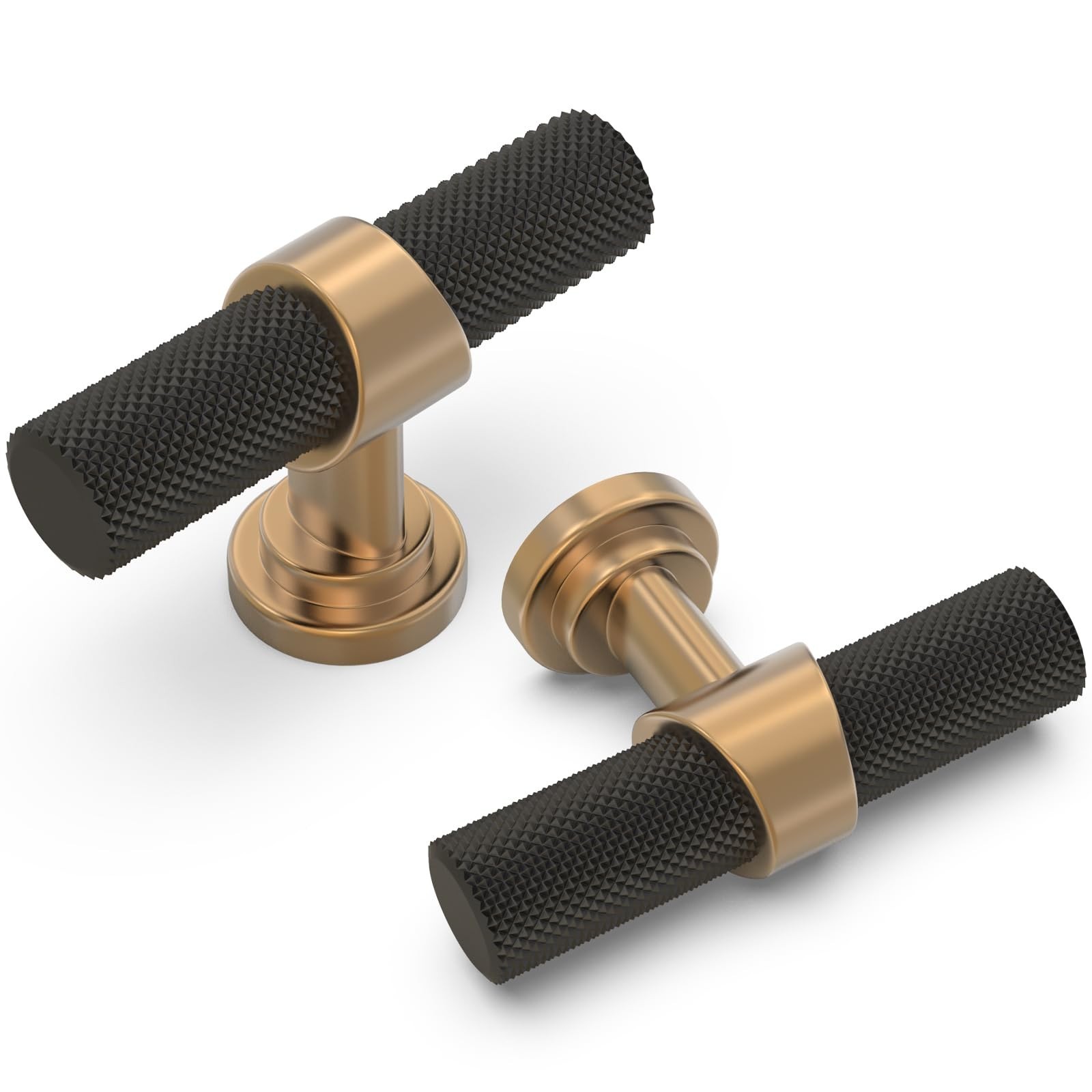 10 Pack Cabinet knurled Knobs Matte Black and Champagne Bronze Kitchen Cabine…