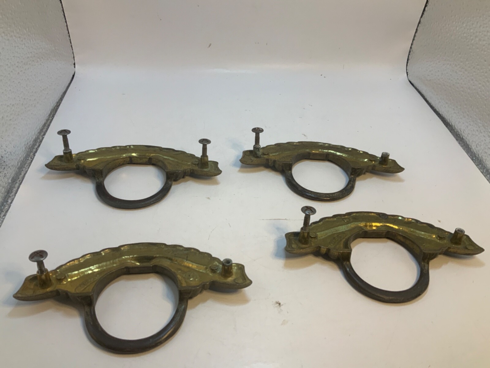 Vtg KBC Keller Brass Art Deco Metal Drawer Pulls Lot of 4