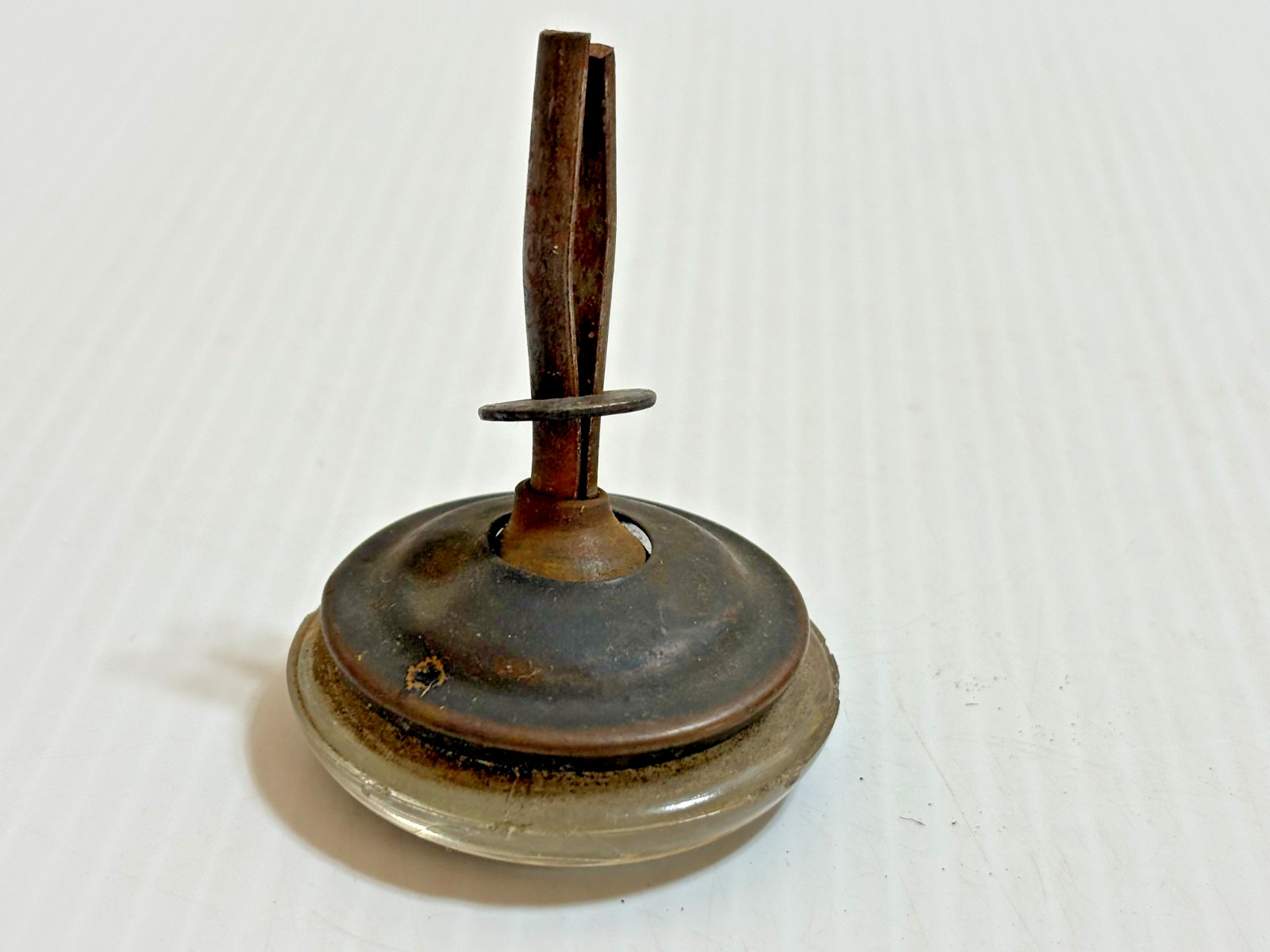 Antique Clear Glass Flat Cabinet Knob Pull 2″ Curtain Tieback Doorknob Salvage