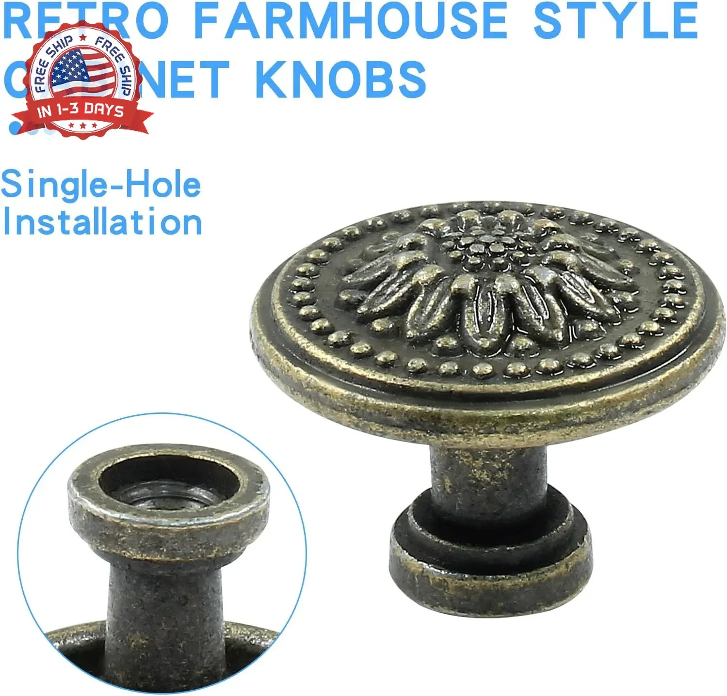 Antique Bronze Cabinet Knobs 30mm Zinc Alloy Drawer Pulls 4 Pcs for Furniture Up
