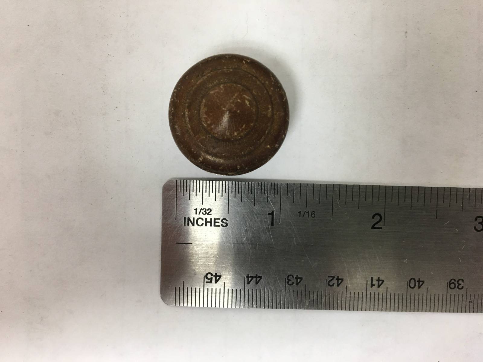 Vintage Small Rounded Ornate Dark Brown Wooden Knob
