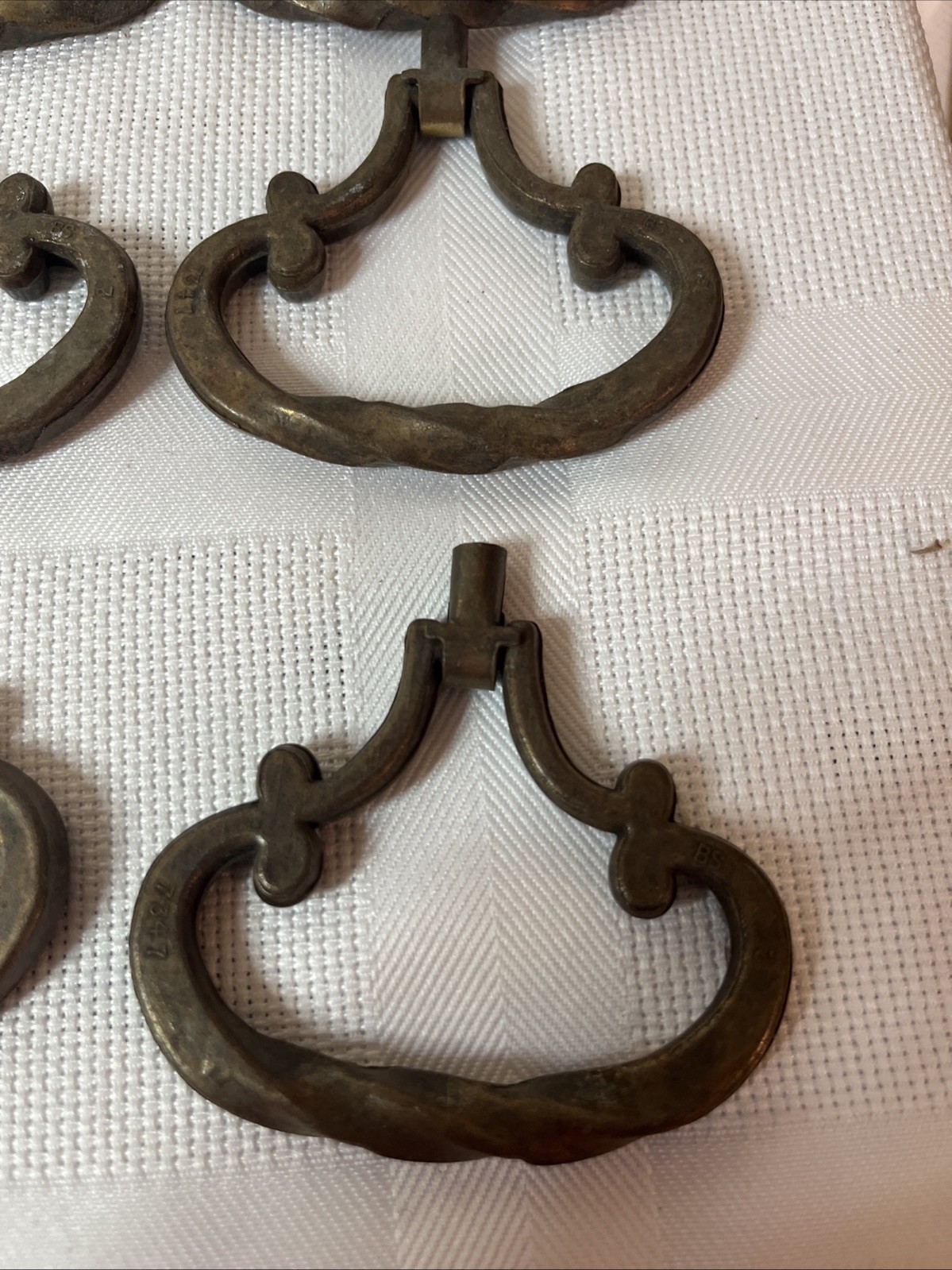 6 Vintage Drawer Pull Bronze Tone Mid Century