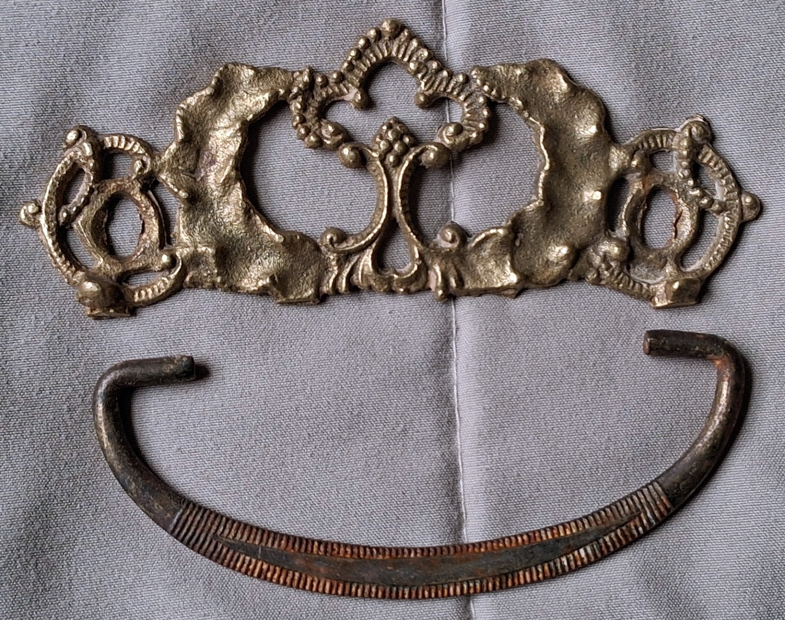 Antique Vintage Repro Dresser Pulls Handles Brass Finish Ornate