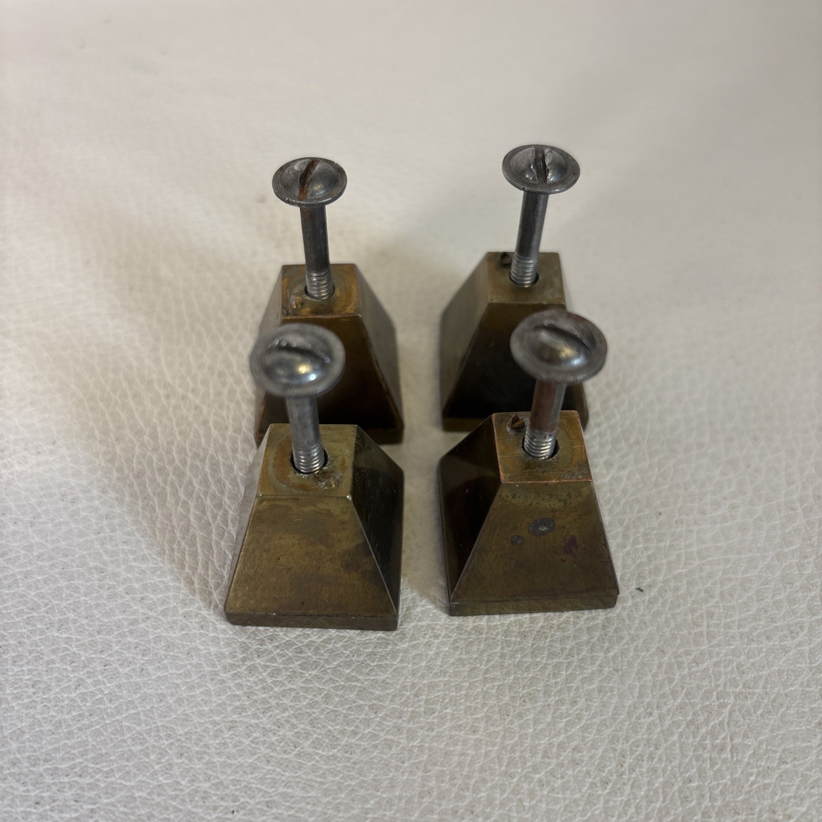 Set of 8 Vintage Art Deco Mid Century Modern Brass Drawer Pulls and Plates