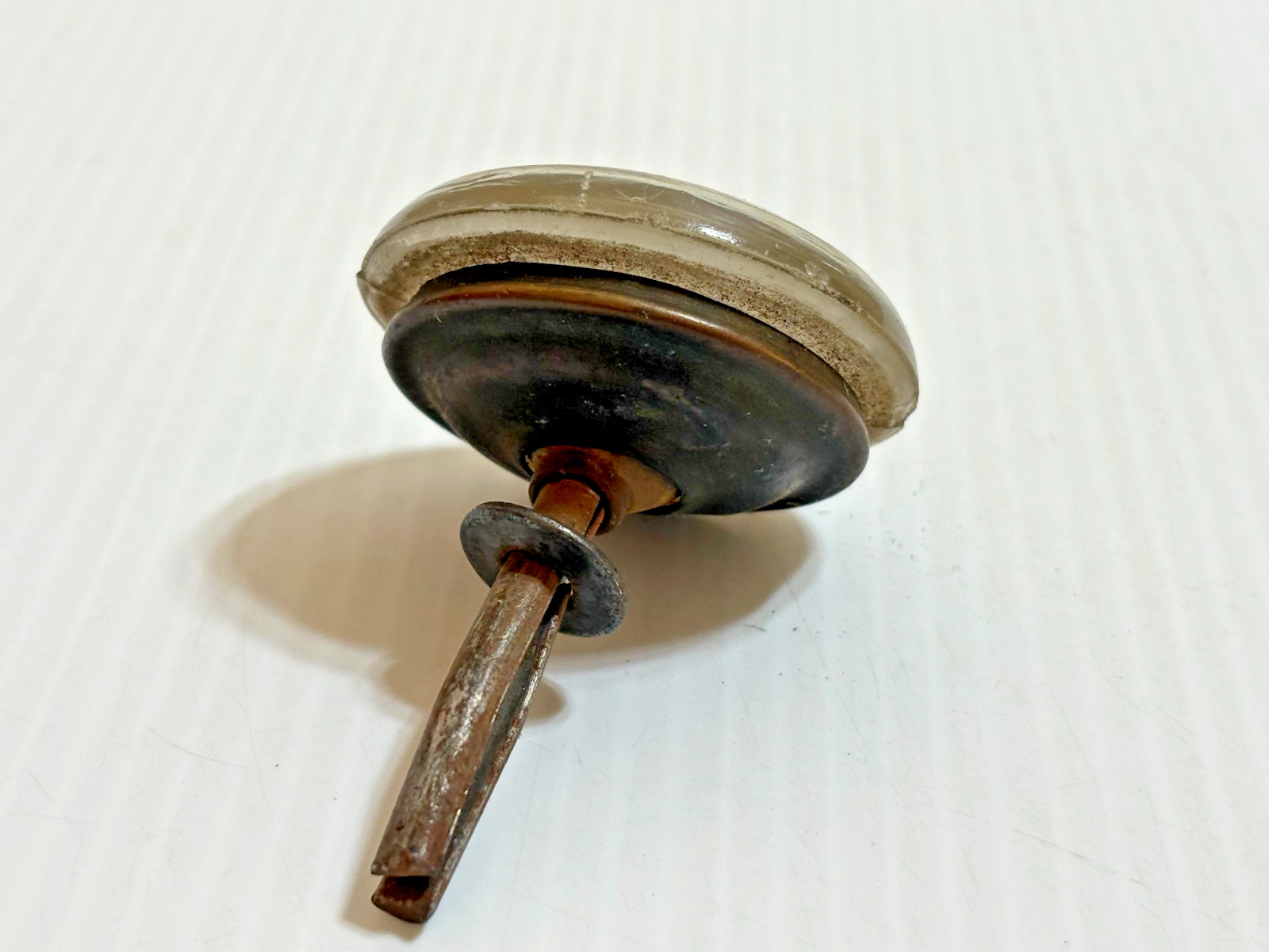 Antique Clear Glass Flat Cabinet Knob Pull 2″ Curtain Tieback Doorknob Salvage