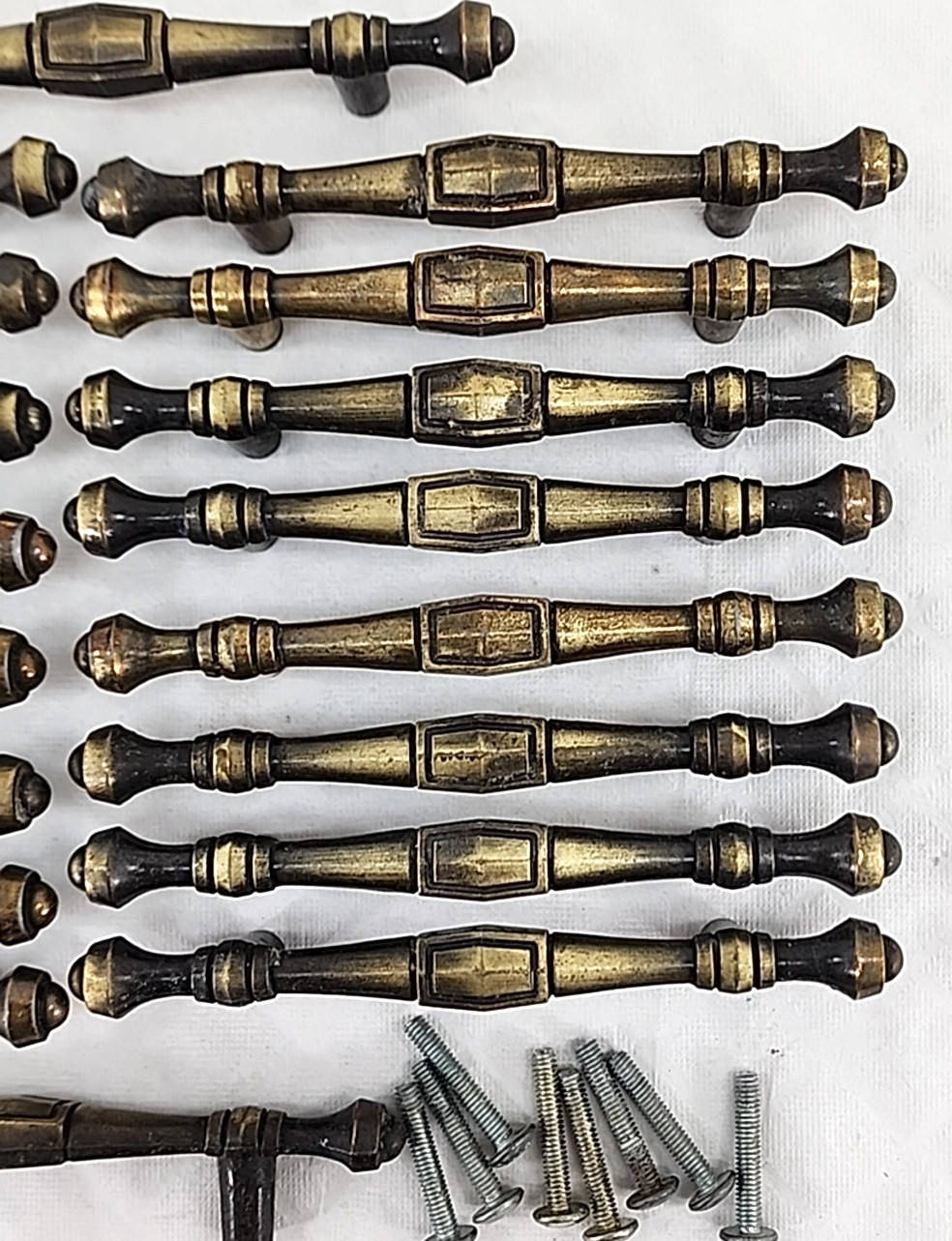 Lot of 18 Vintage Hyer Colonial Antiqued Brass Drawer Pull 5″ long 3″ center