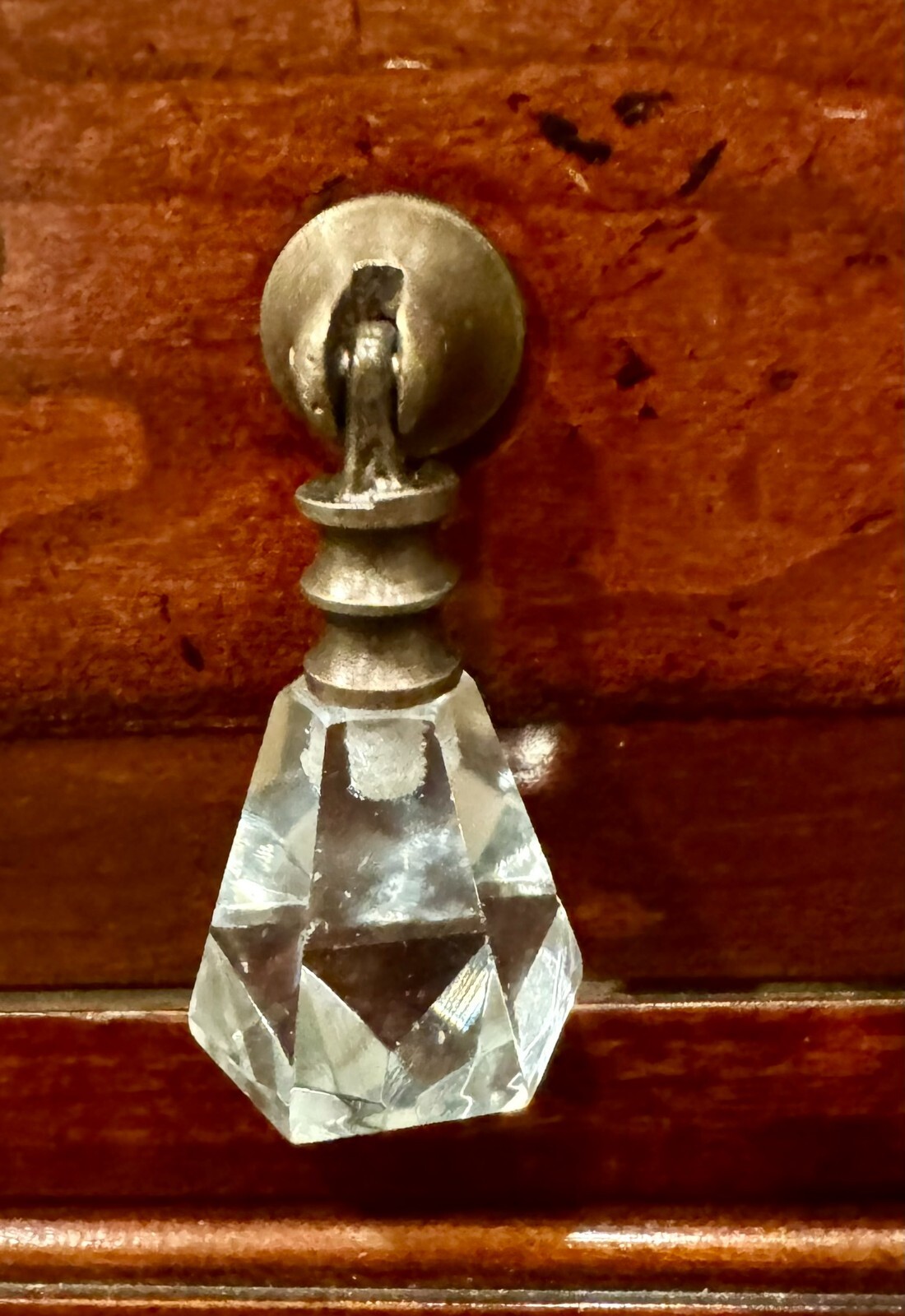 Vintage-Brass Teardrop Glass Drawer Pull Handle Furniture Cabinet Knob Hardware