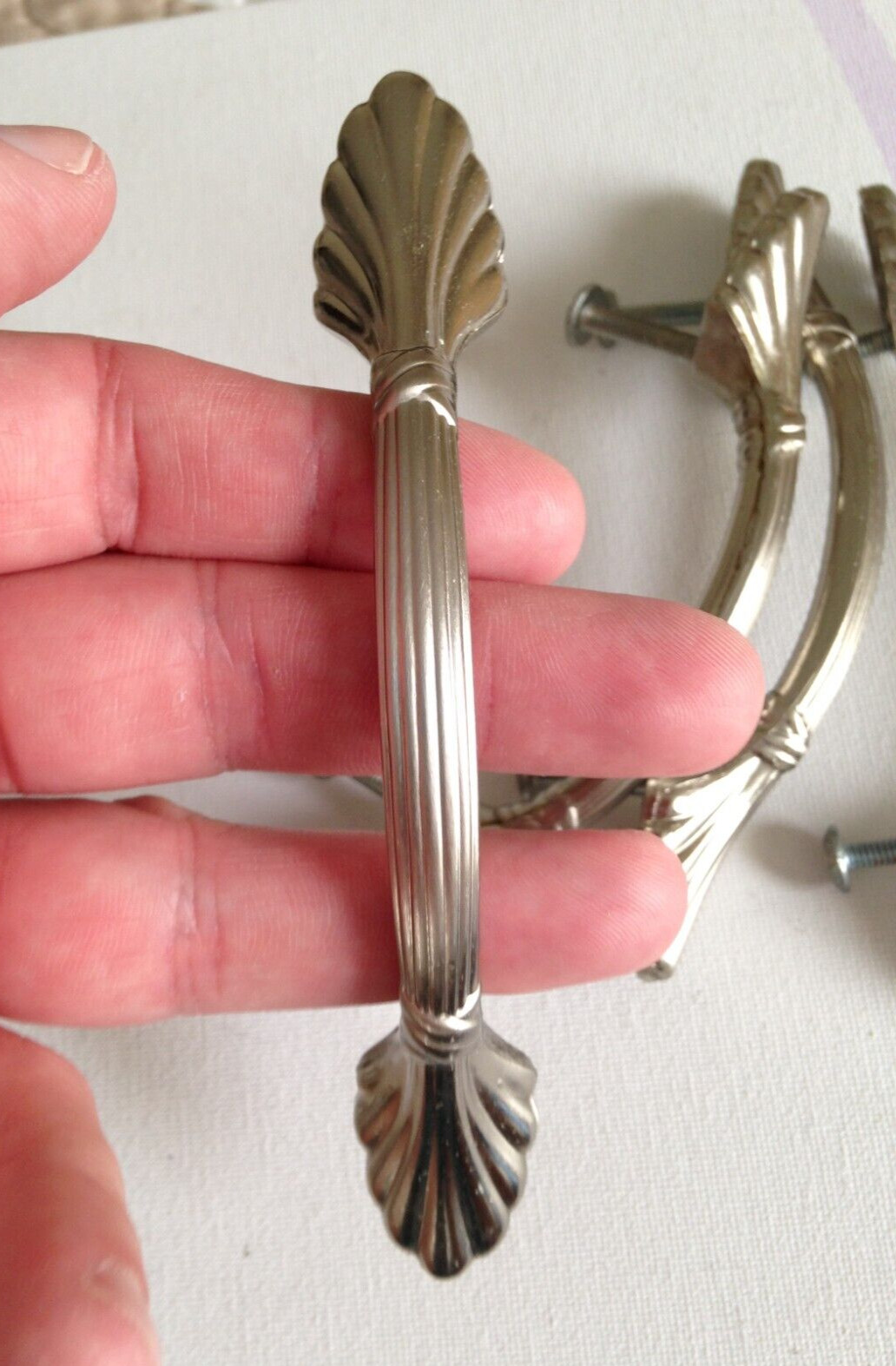 Vintag Art Deco Silver Tone Drawer Pulls Dresser Handle Set of 4 Pat No D355 839