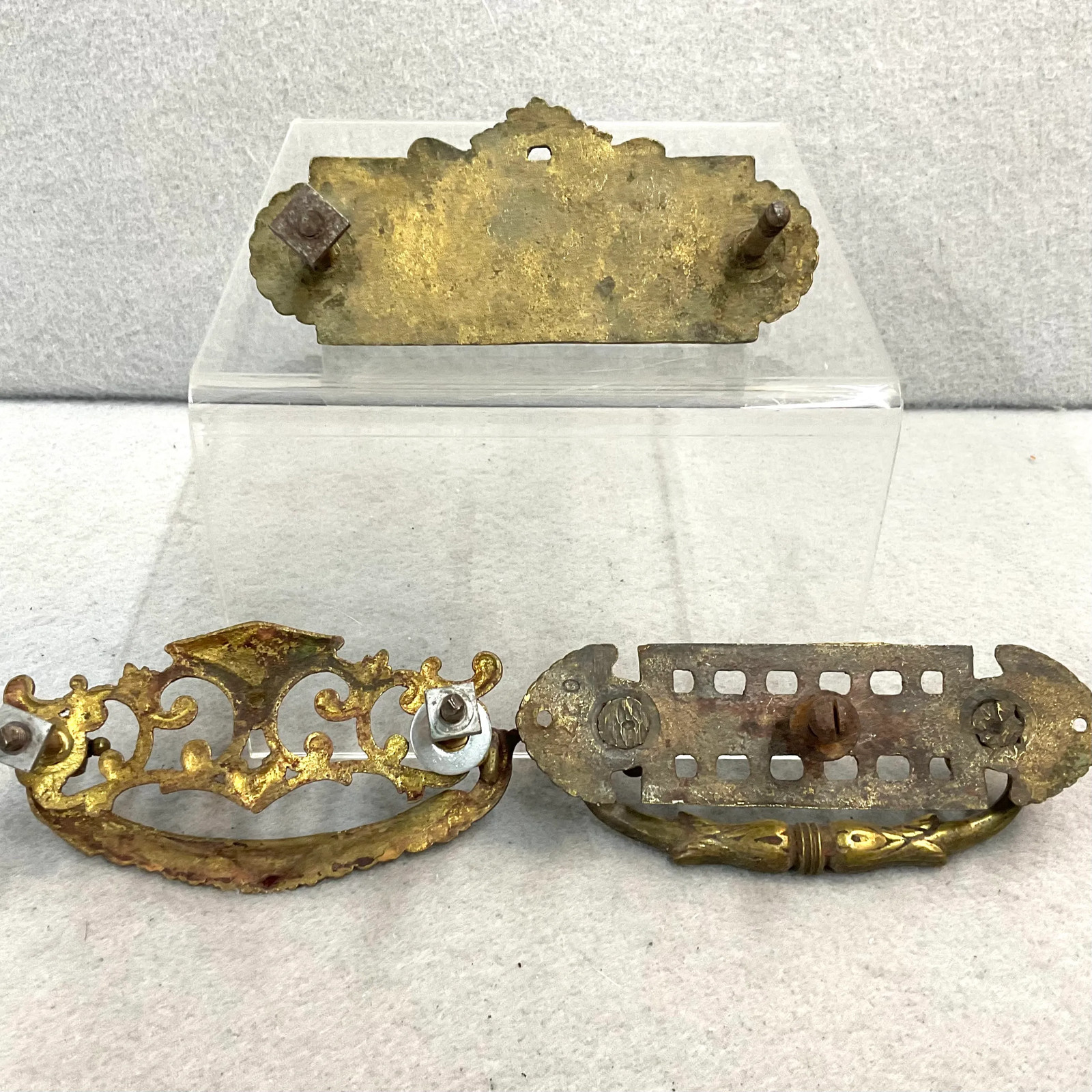 Vintage Brass Drawer Pulls Handles Hardware Various Victorian Styles Lot of 3