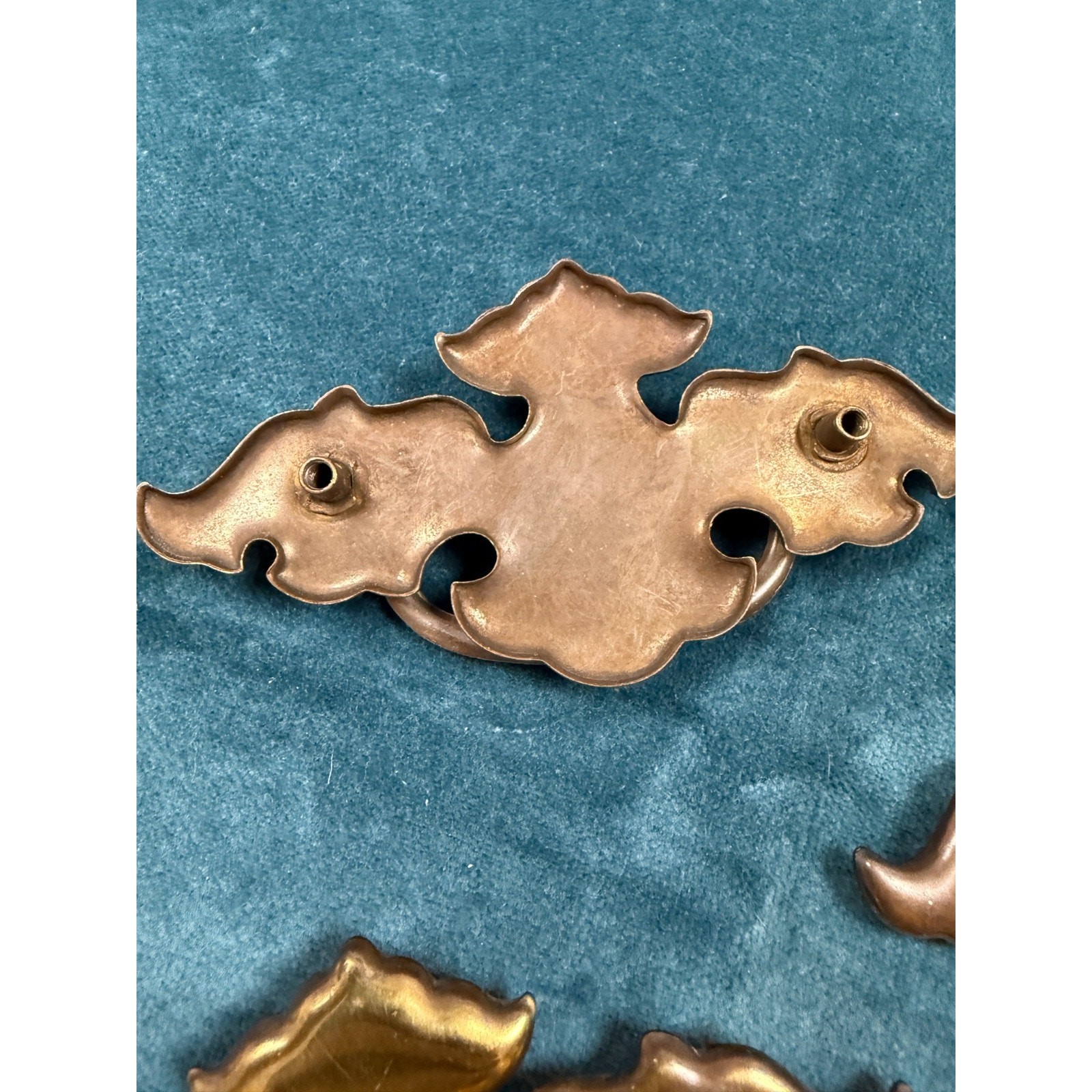 Vintage Brass Drawer Pulls Ornate Bail Handles Dresser Hardware Set of 6