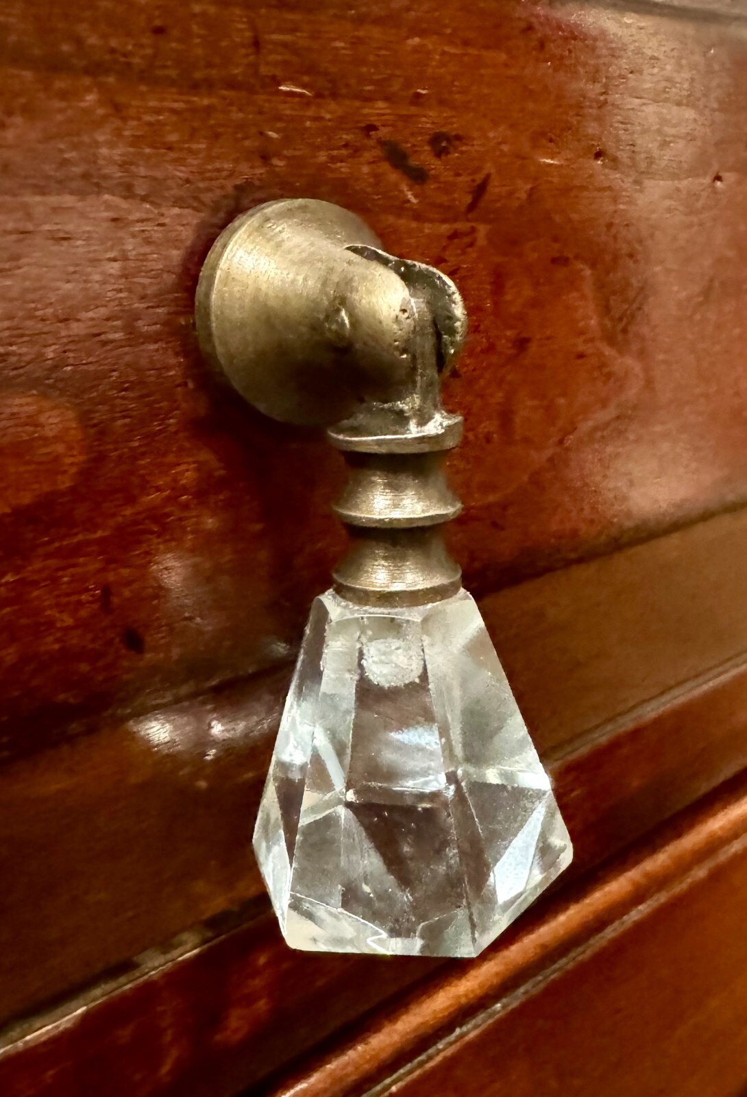 2 Vintage Hinge Tear Drop Clear Glass Furniture Hardware Door Drawer Knobs Pulls