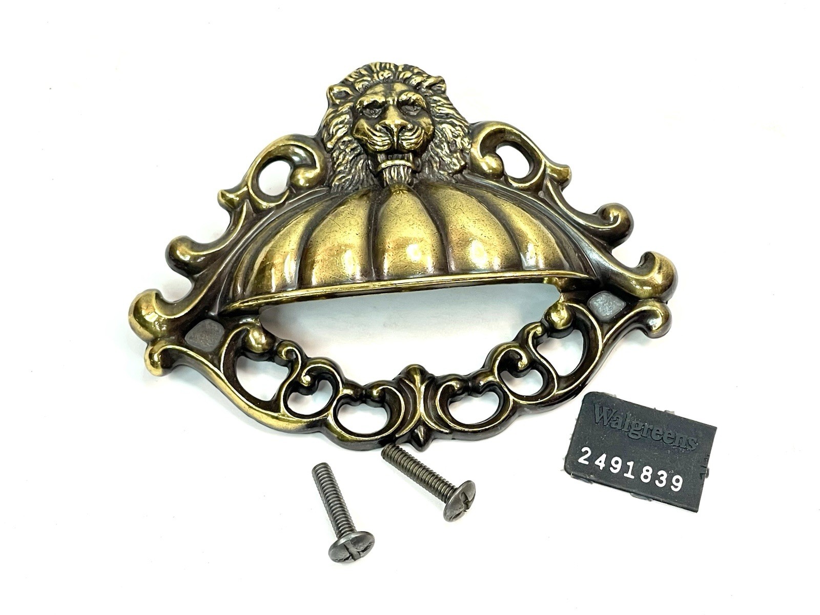 NOS 4.5″ Lion Head Bin Pull Drawer Handle KBC Brass Co