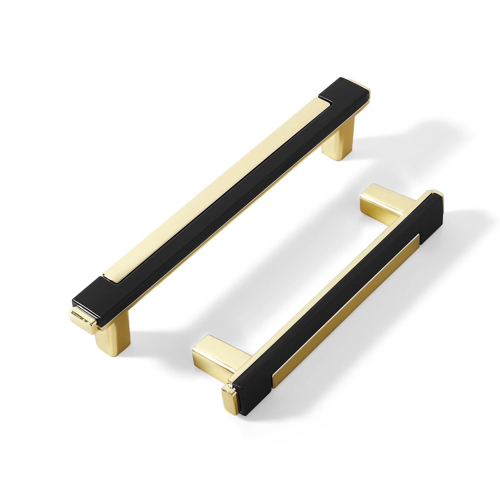10 Pack Black Gold Cabinet Pulls & Handles, 3.7 Inch Hole Center | Polished a…