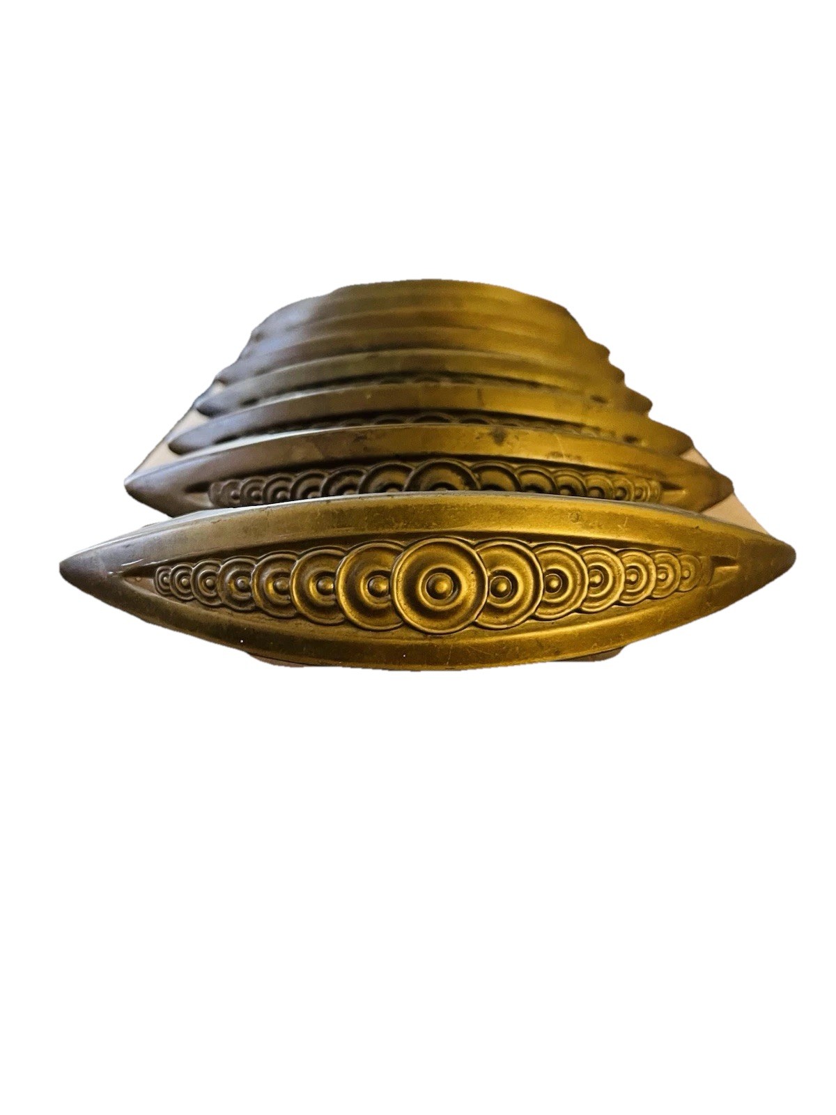 Set 8 Antique Vintage Art Deco Gold Toned Drawer Handle Pulls.