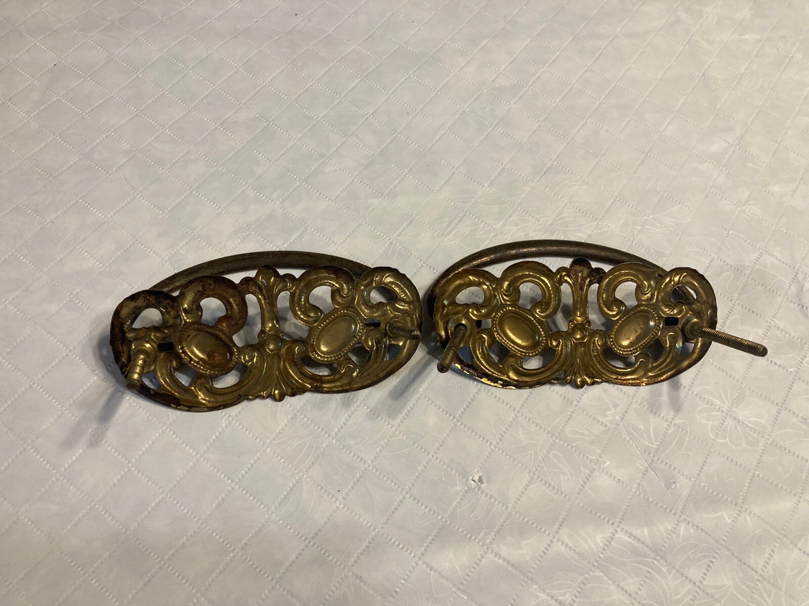 Lot 7 Antique Bail Drop Drawer Pulls Plus Parts