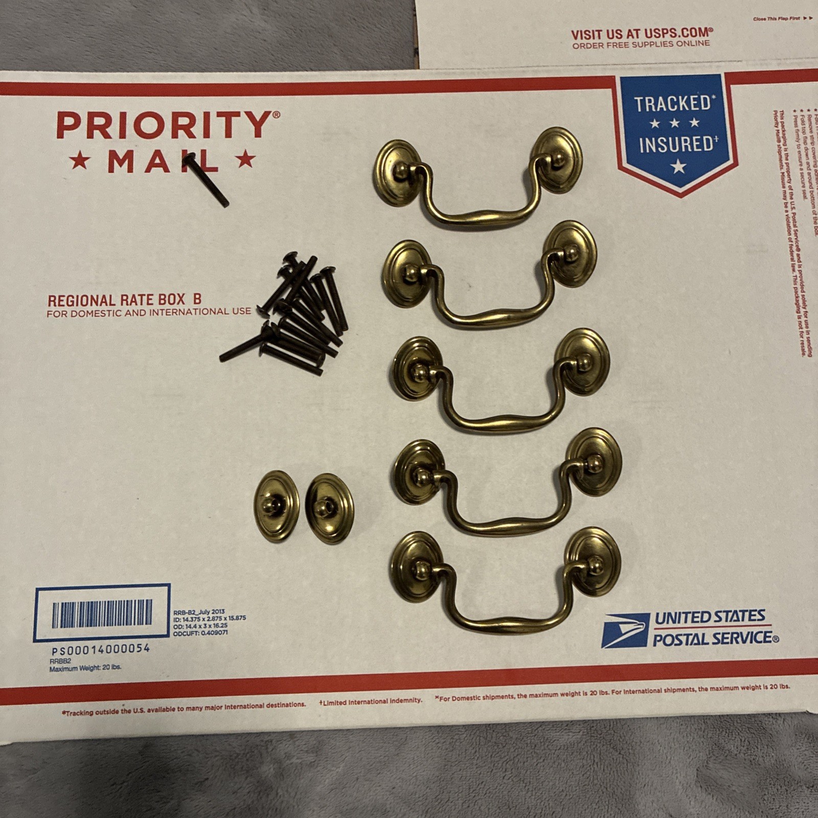 5pcsDrexel Esperanto Drawer Pull Tall Dresser Brass Vintage Drop Bail MCM Handle