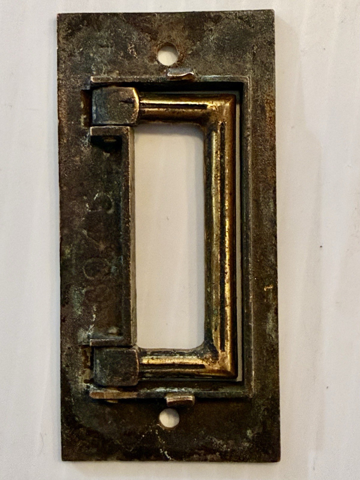 Antique 1890s Eastlake Solid Brass Pocket Door Pull Recessed Handle No Backplate