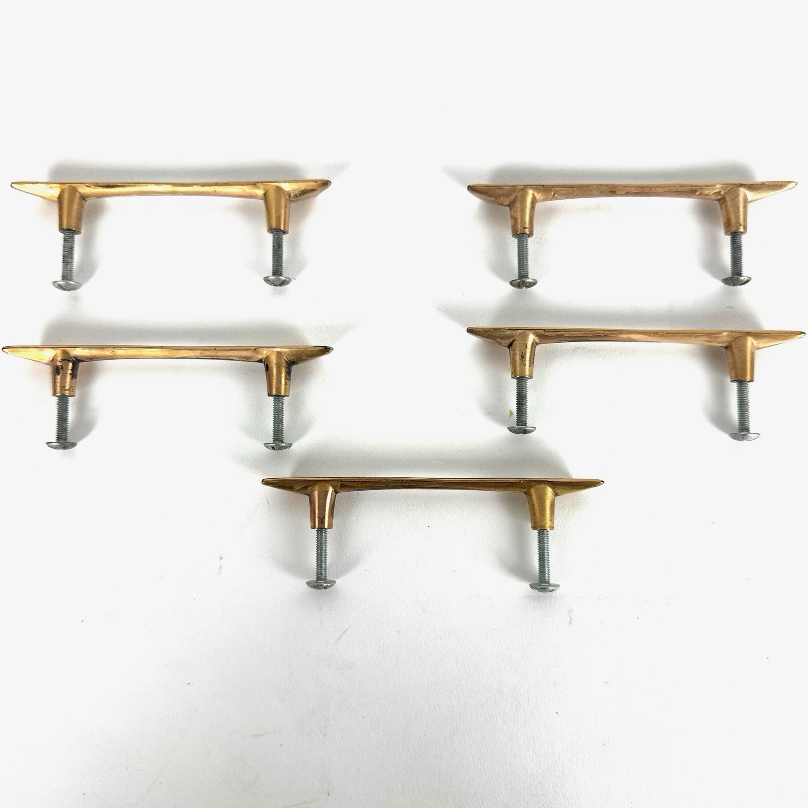 MCM Drawer Pulls Copper-Tone Art Deco Bow Tie 4.5” Width Lot Of 5