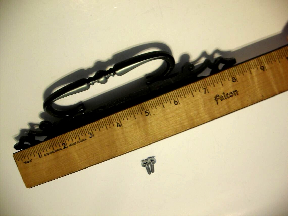 Vintage Silver/Pewter & Black Gothic Drawer Pull Drop Bale Dresser Handle