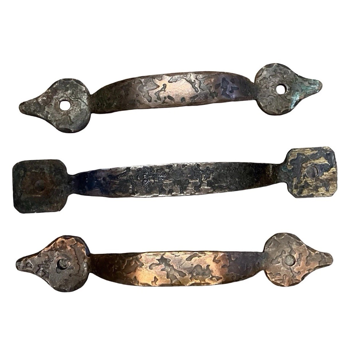 VTG Hammered Copper Cabinet Pulls Bar Handles MCM Prairie Reclaimed Lot Of 3