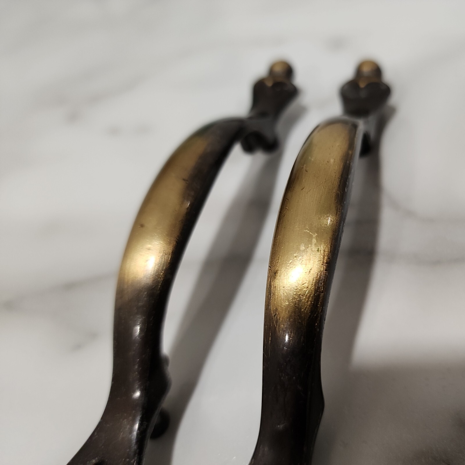 Set of 2 Antique English Amerock 859 Vintage Drawer Pull Handle Brass 3″ Center