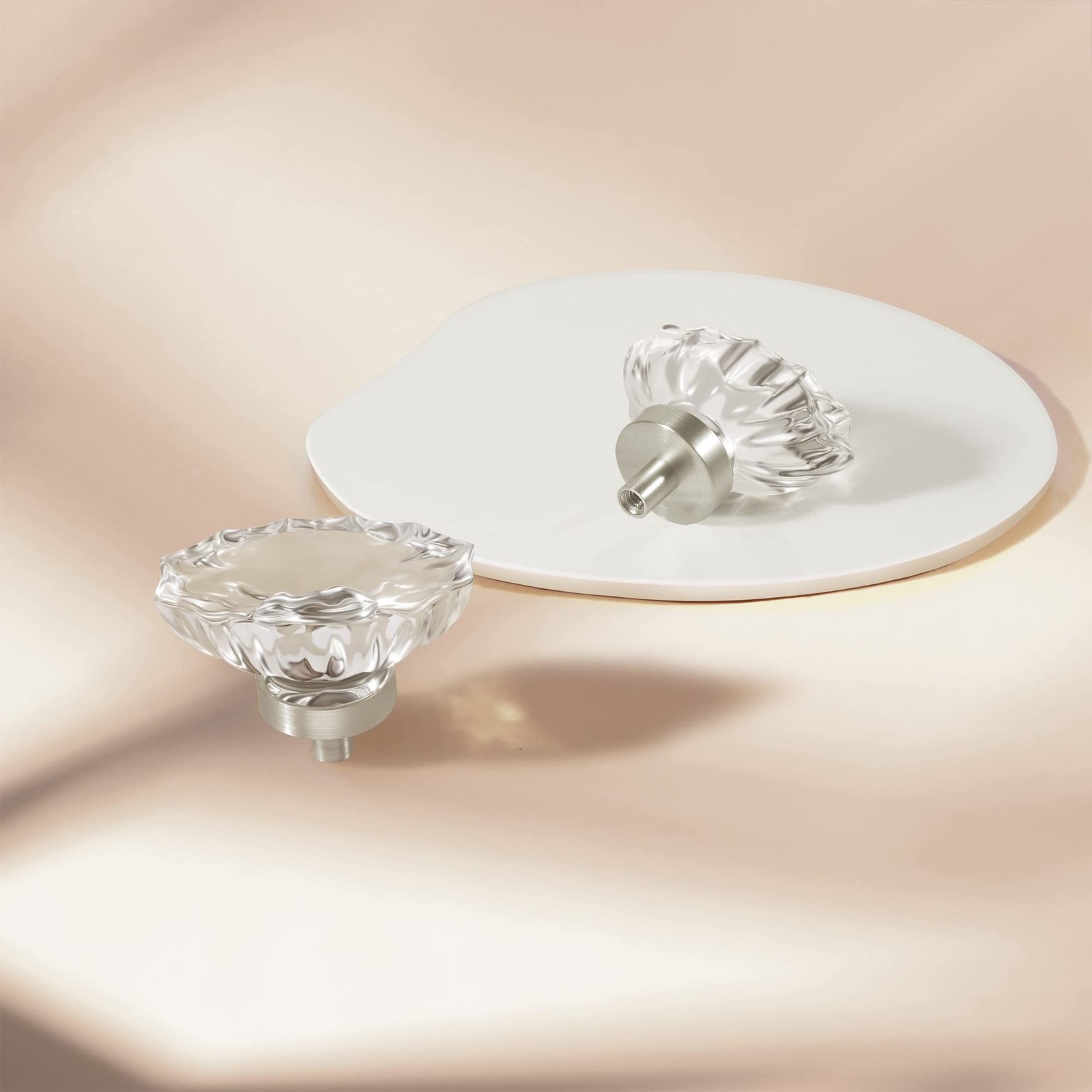 Glass Cabinet Knobs Brushed Nickel,Crystal Pulls and Knobs for Dresser Drawer…