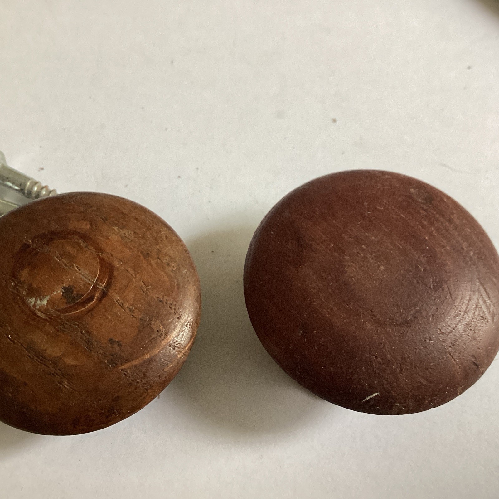 Wonderfull pair of 1 3/4” Inch Antique Mahogany Wood Drawer Pulls w/screws