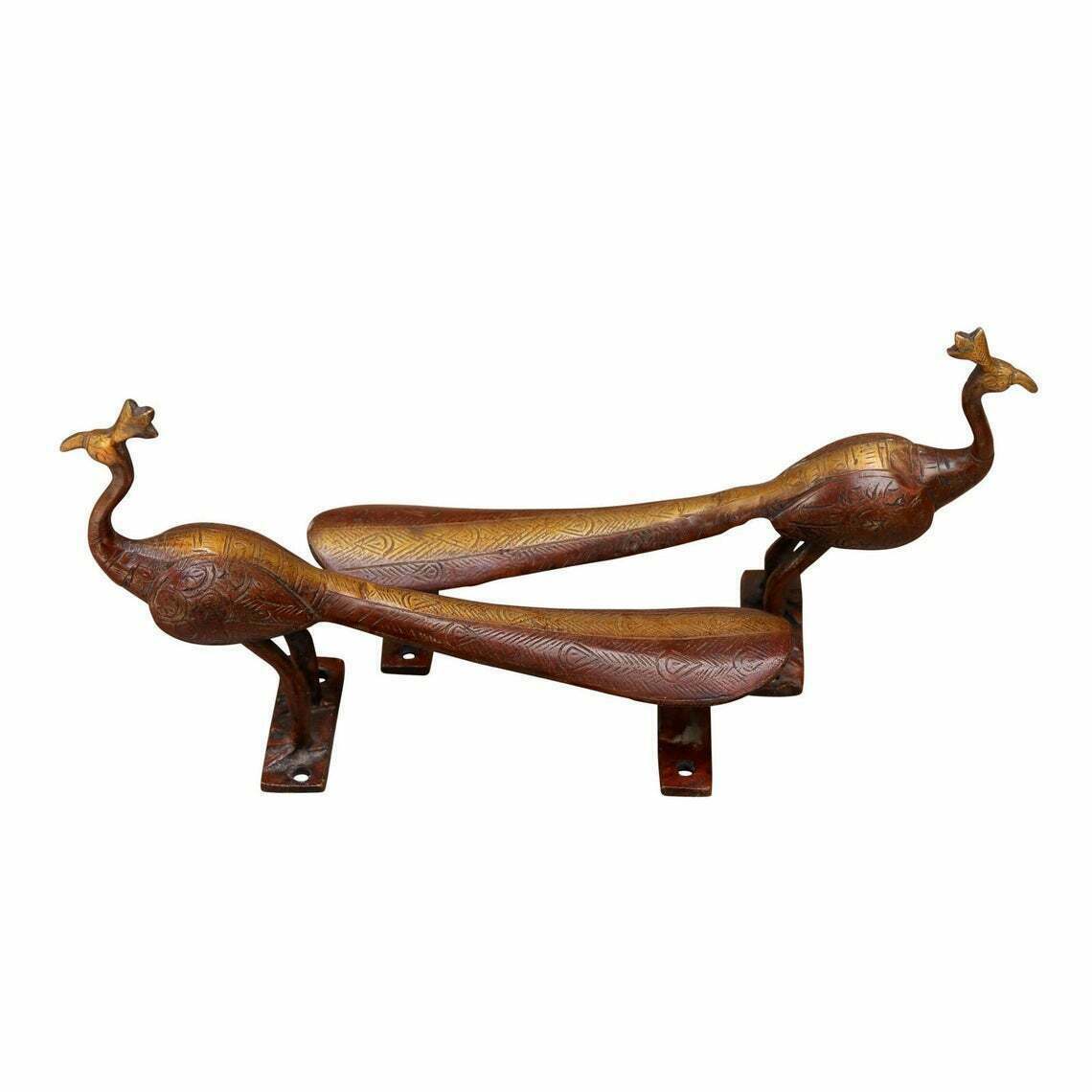 Brass Bird Door Handle Pair Turkey Style Peacock Hotel Pull Door Hardware GTX