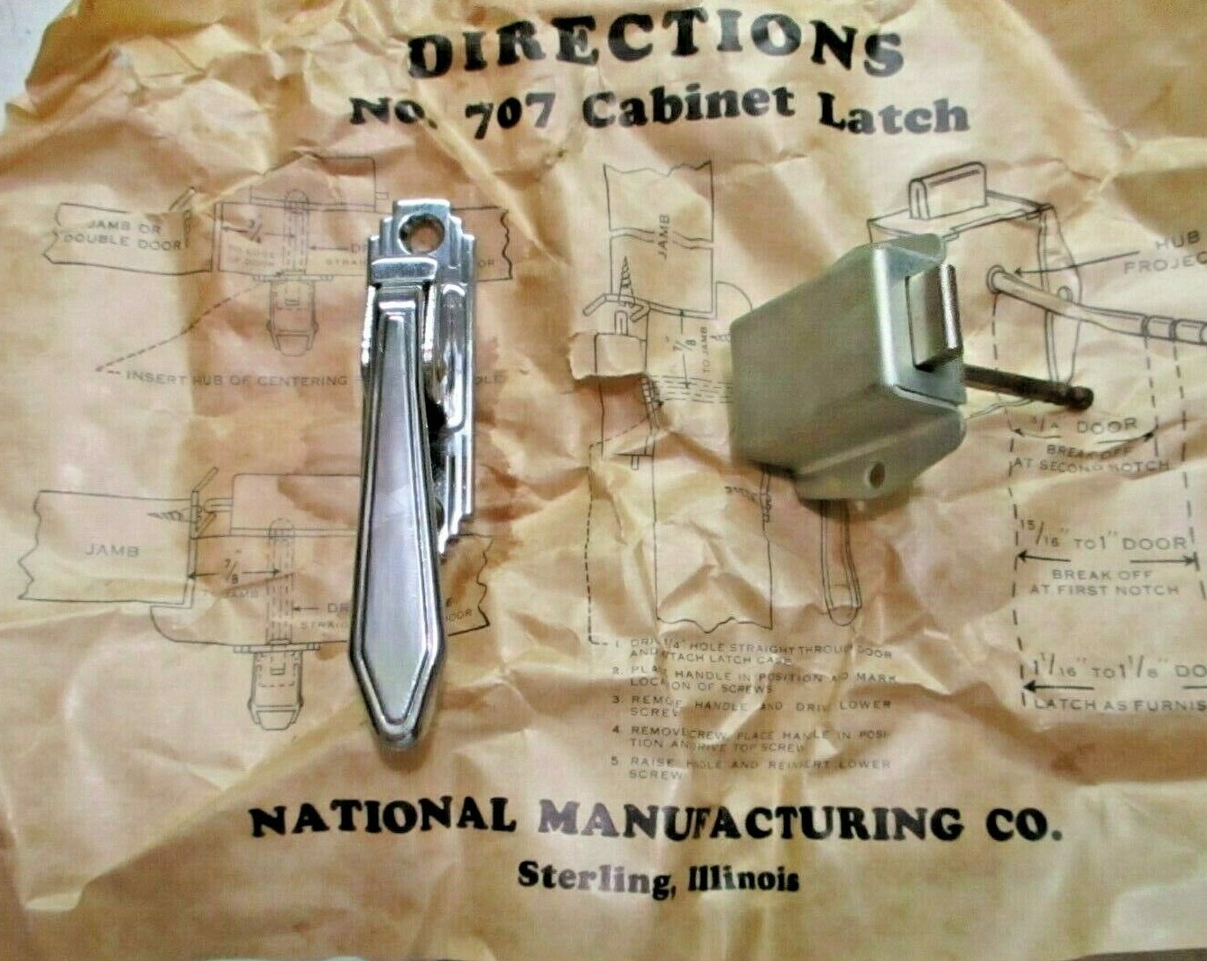 National 707 Stair Stepped 1940 Chrome Mechanical Cabinet Door Pull Latch 1 MCM