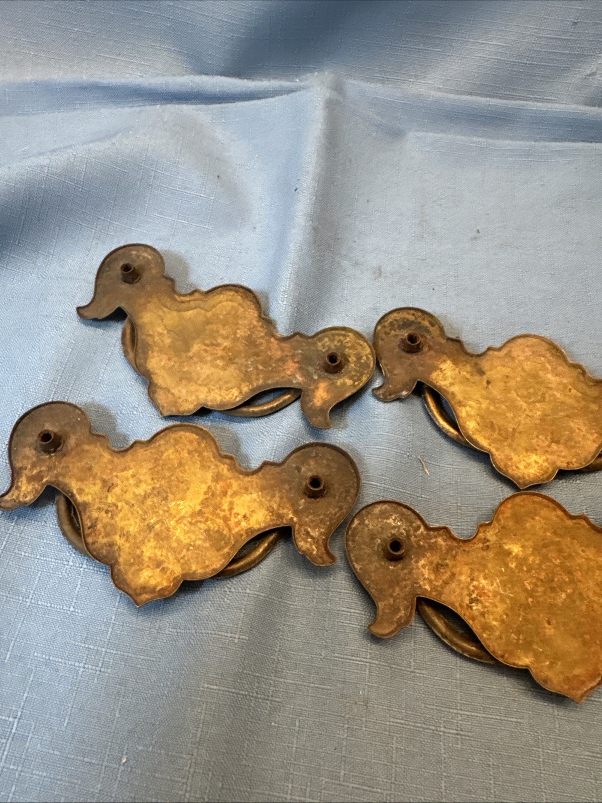 Brass Drawer Pull Chippendale Batwing Drop Pull Flowers Vtg 4.5″