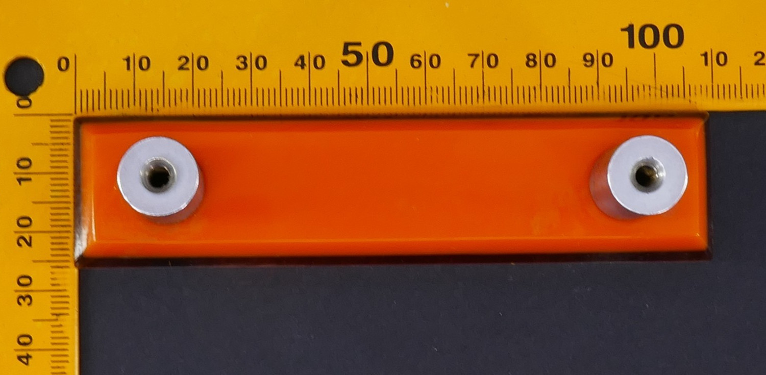 2 RECTANGULAR ORANGE LUCiTE MiD CENTURY 4.25″ CABiNET DRESSER DRAWER PULL HANDLE