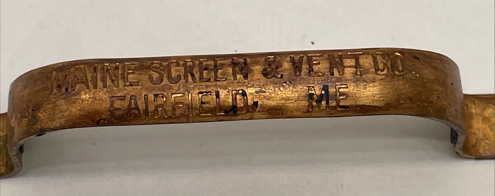 Antique Vintage “Maine Screen & Vent Co”Pull Screen Door Handle “Fairfield Me”