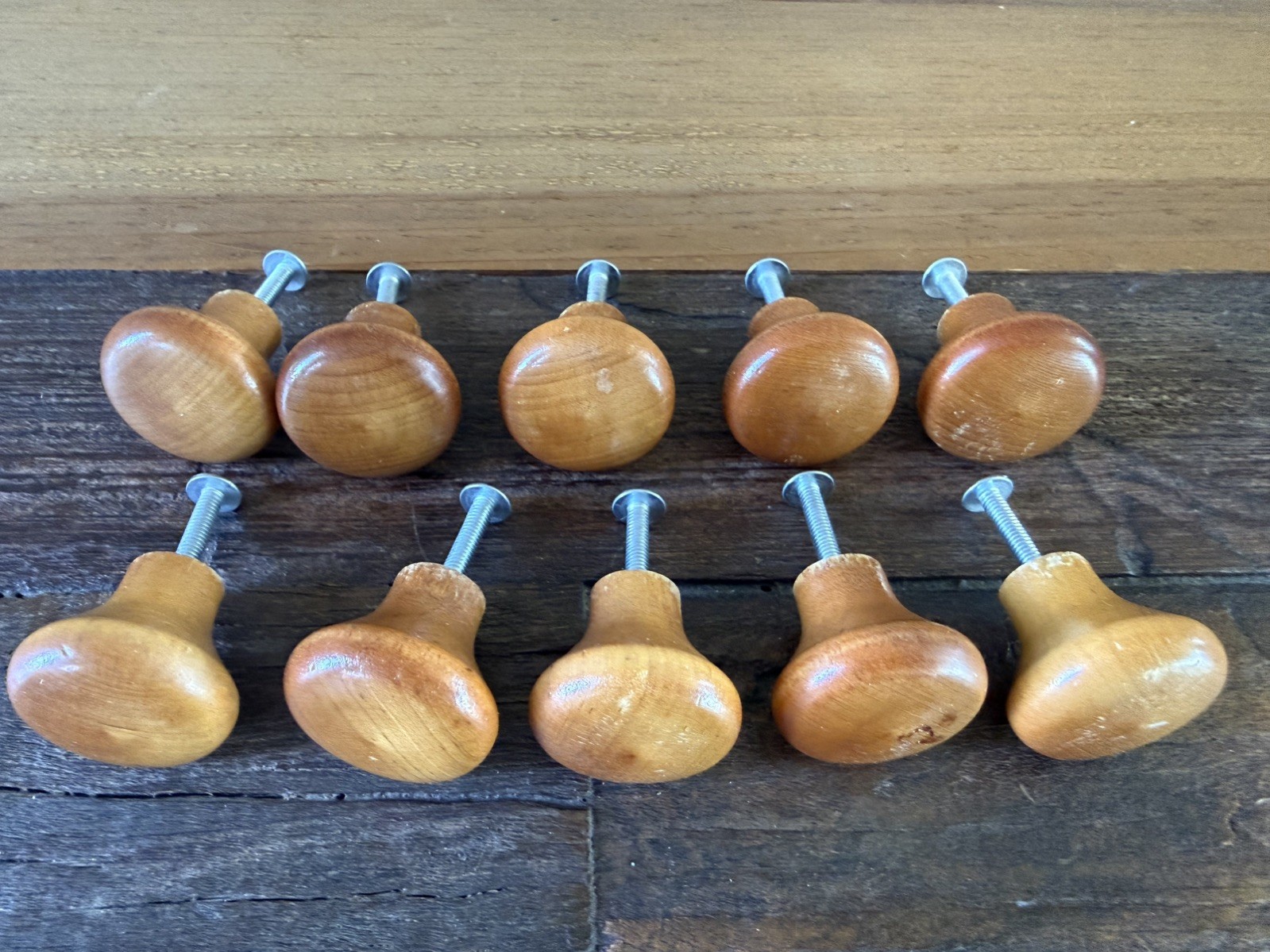Vintage Wooden Dresser Drawer Knobs Cabinet Door Pulls Lot Of 10 w/1”screws