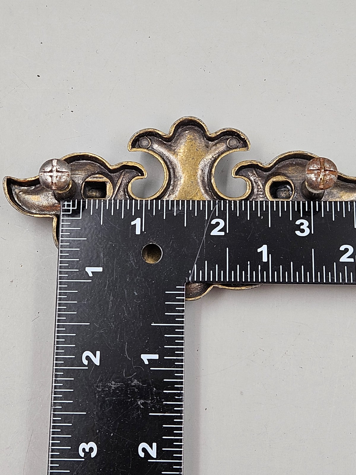 Vintage Cast Metal Bronze Tone 6 Chippendale Batwing Style Drop Bail Pull Handle