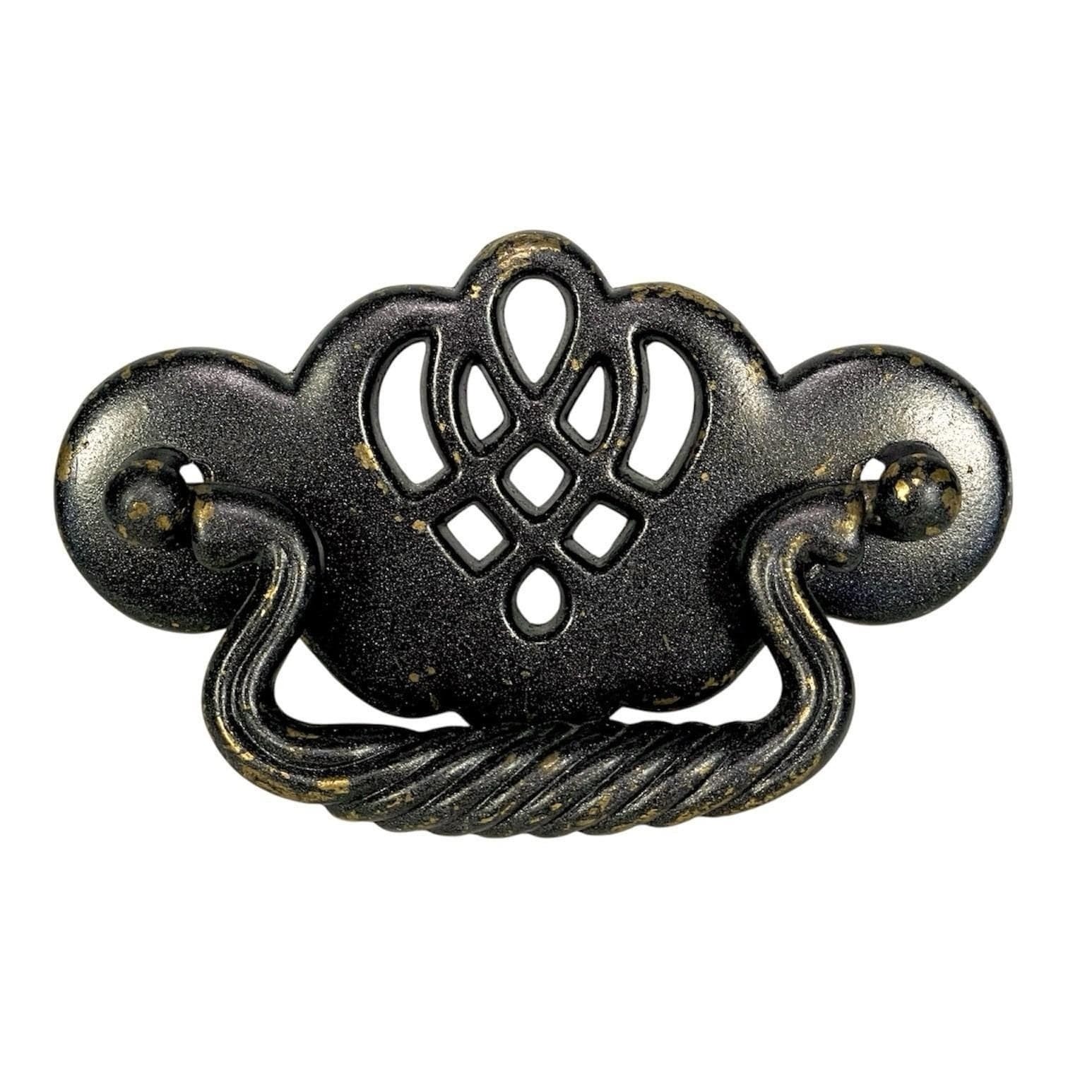 Vintage Black Brass Batwing Chippendale Drawer Bail Pull 2.5″ Center Handle
