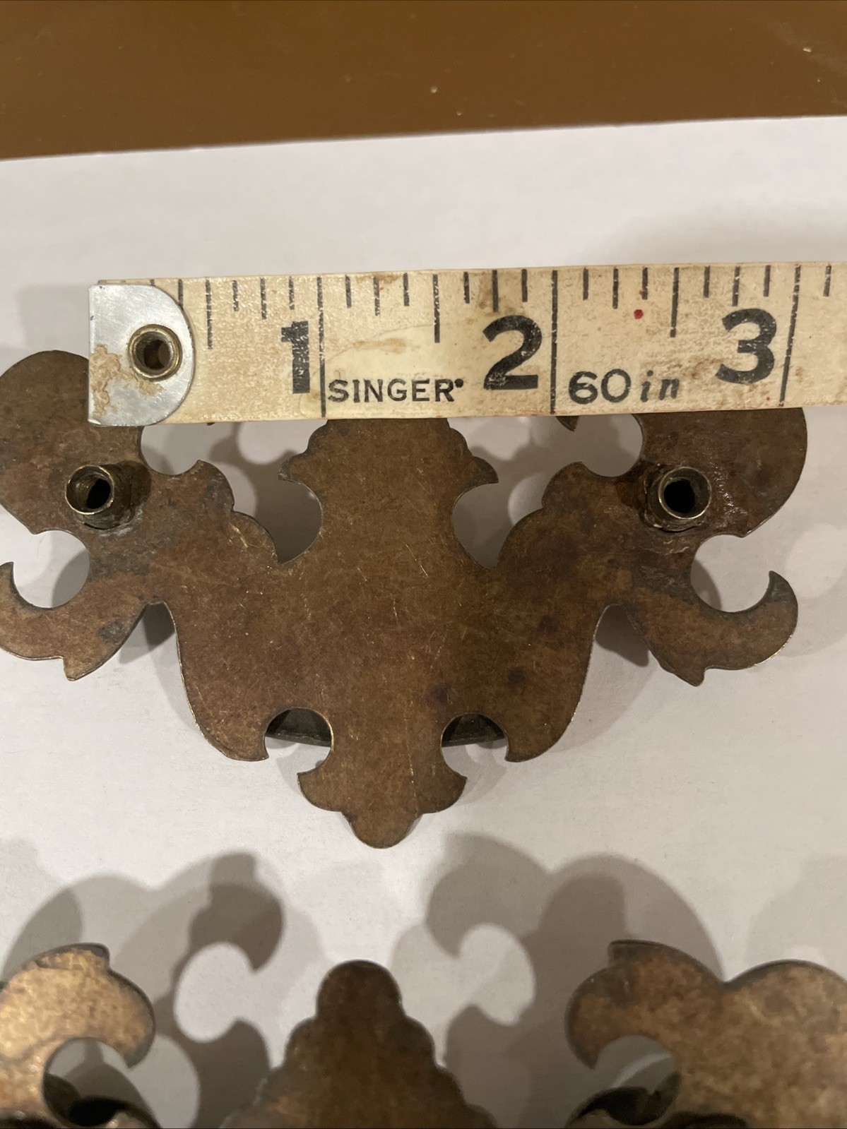 Lot of 4 Batwing Bail Drawer Pull Brass Patina Chippendale Style 2.5″ cc