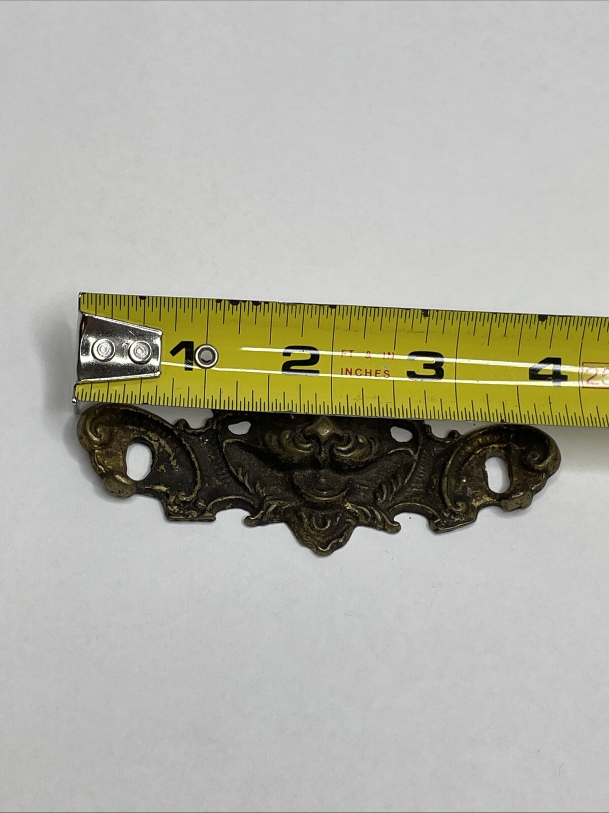 Antique Old Man Wind Winter Heavy Brass Drawer Pull Back Plate