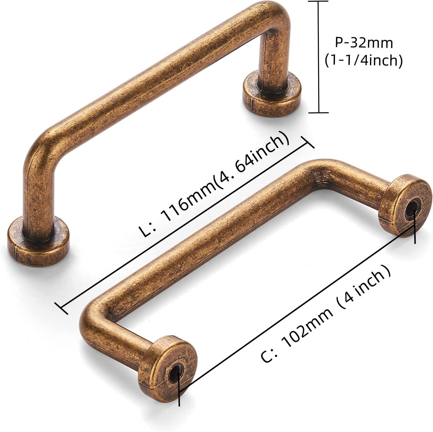 2 Pack 4 Inch Antique Brass Vintage Cabinet Handles & Drawer Pulls – Decorative