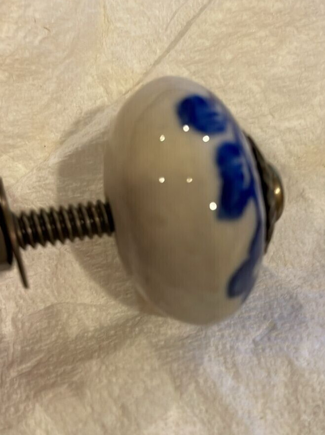 Vintage Antique Drawer Pulls Handles Cobalt Flower Floral Cabinets door Knob