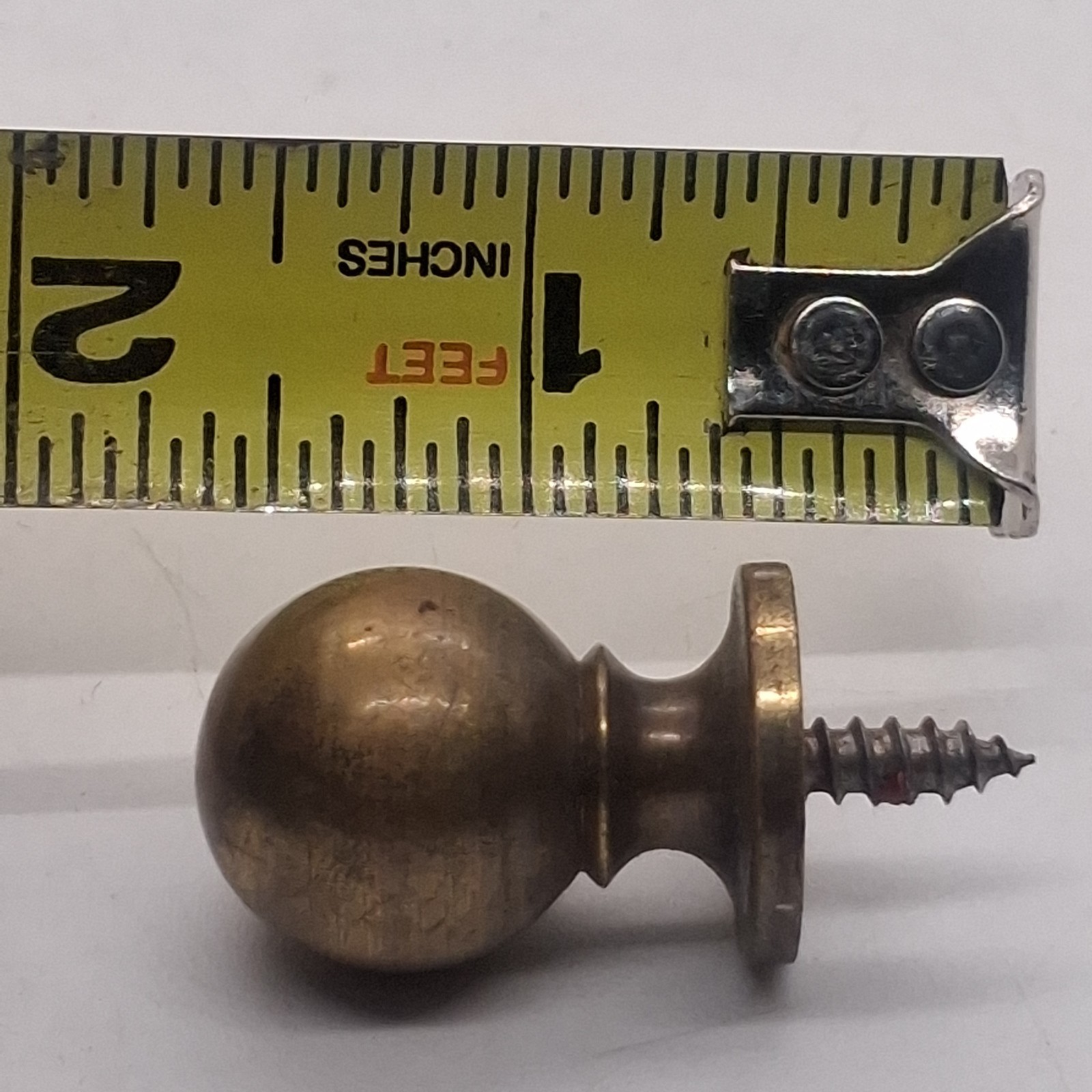 Antique Heavy Brass Round Small Drawer Pull Half Inch Screw In Patina