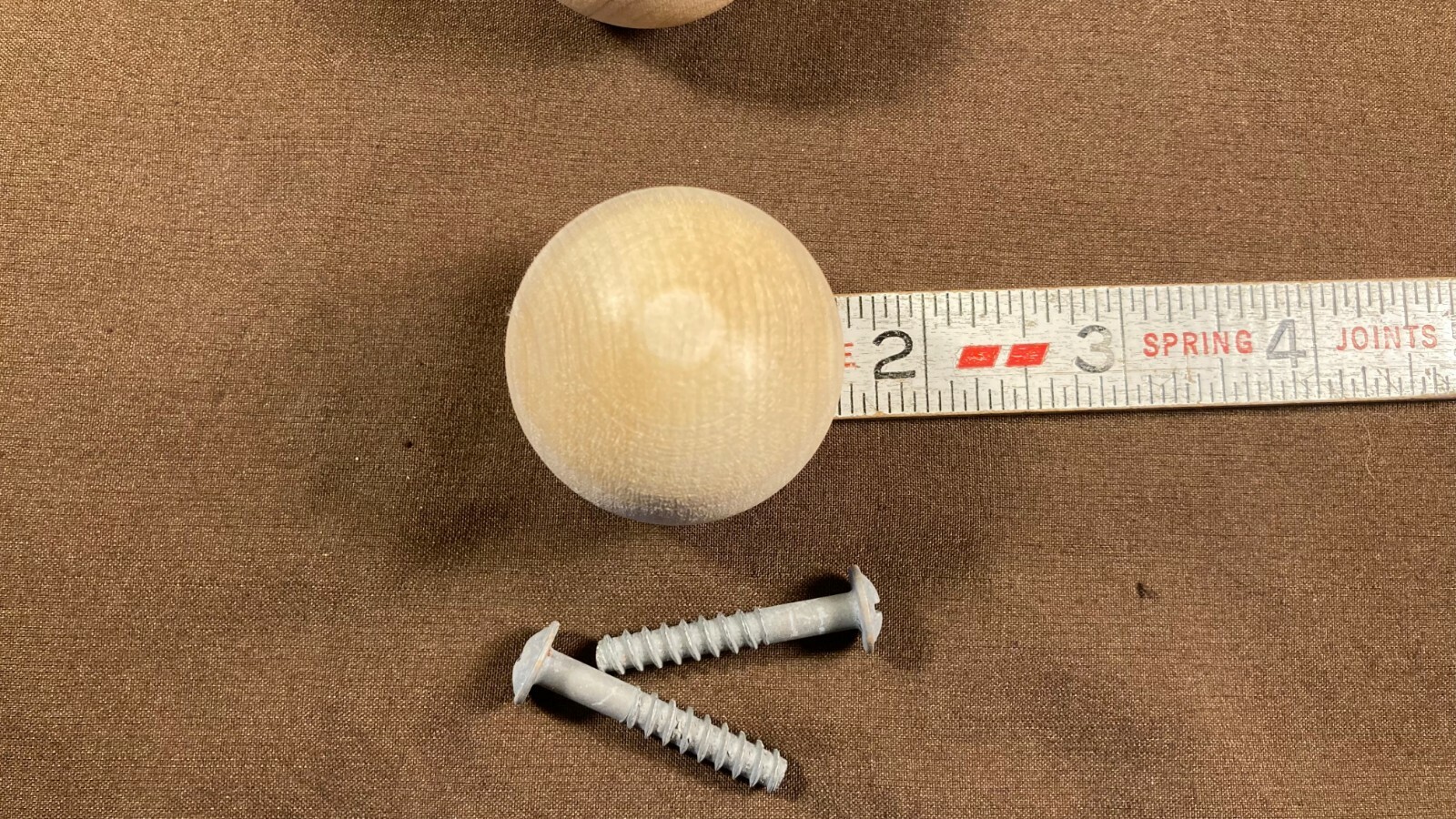 Pair of Wood Round Ball Orb Knob Pulls Vintage Furniture Dresser Drawer MCM USA