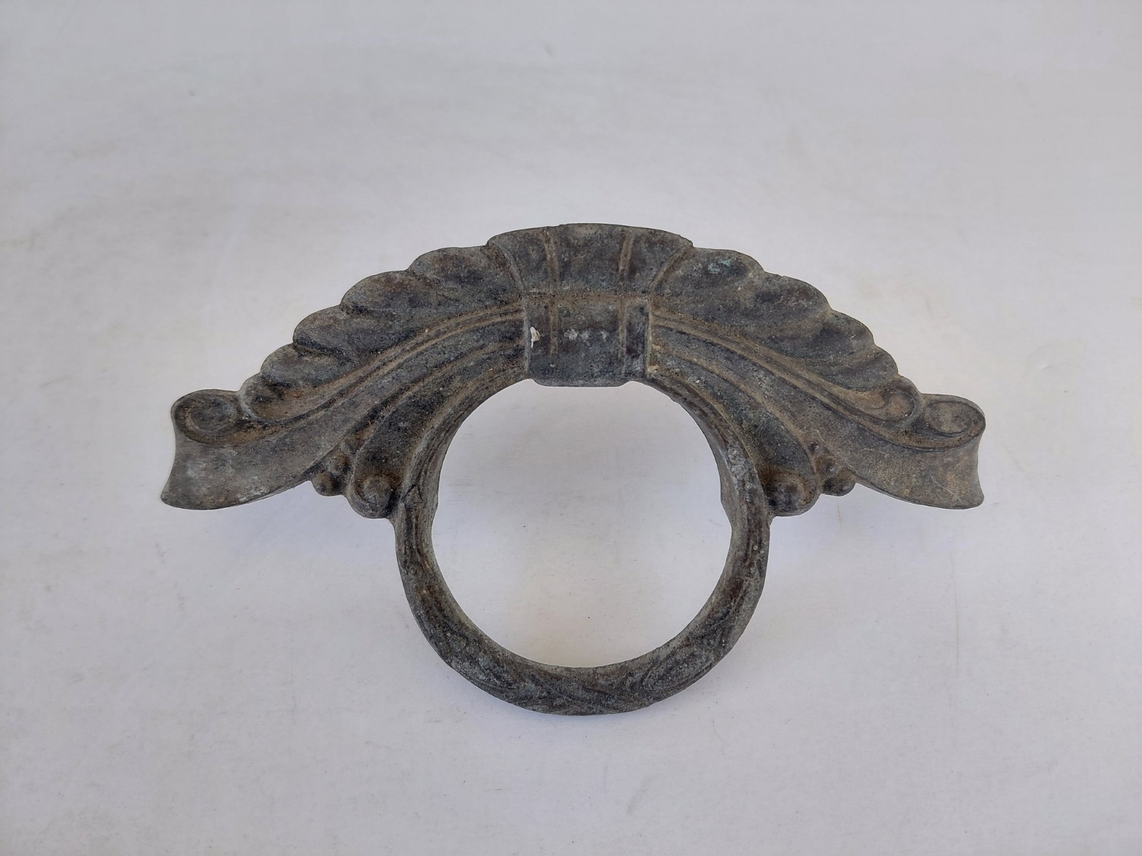 Vintage Drawer Door Pull Brass Art Nouveau Ornate 5.25″ Round Circle Keeler