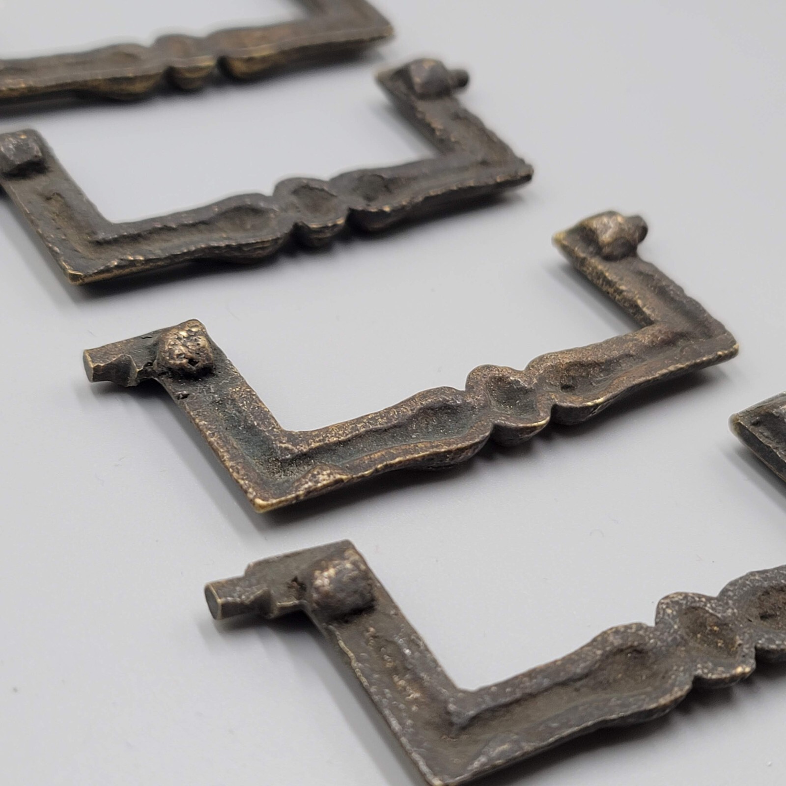 Vtg Leaf Brass Bail Drop Drawer Pull Hardware Set of 4 Reclaimed Part 3″