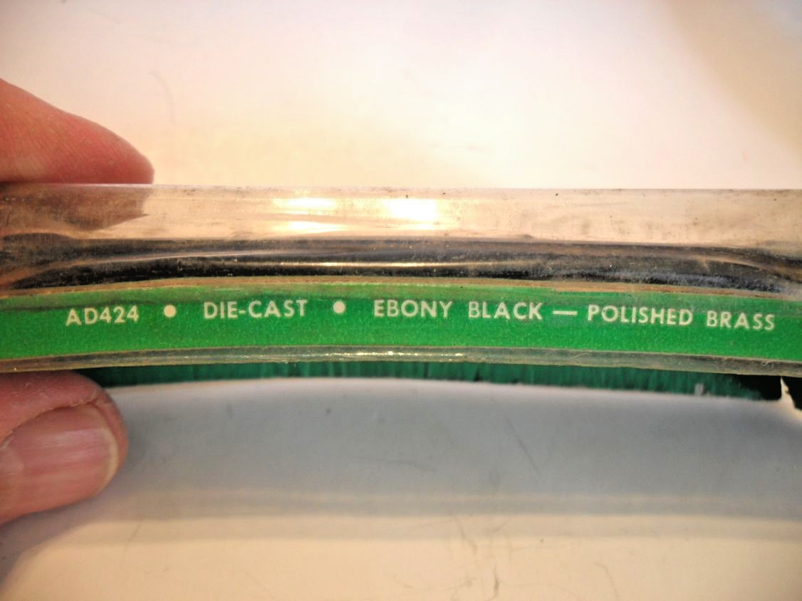 Vintage Nos Ebony Satin Black Drawer Pull w Brass Trim Bases Cabinet Door Handle