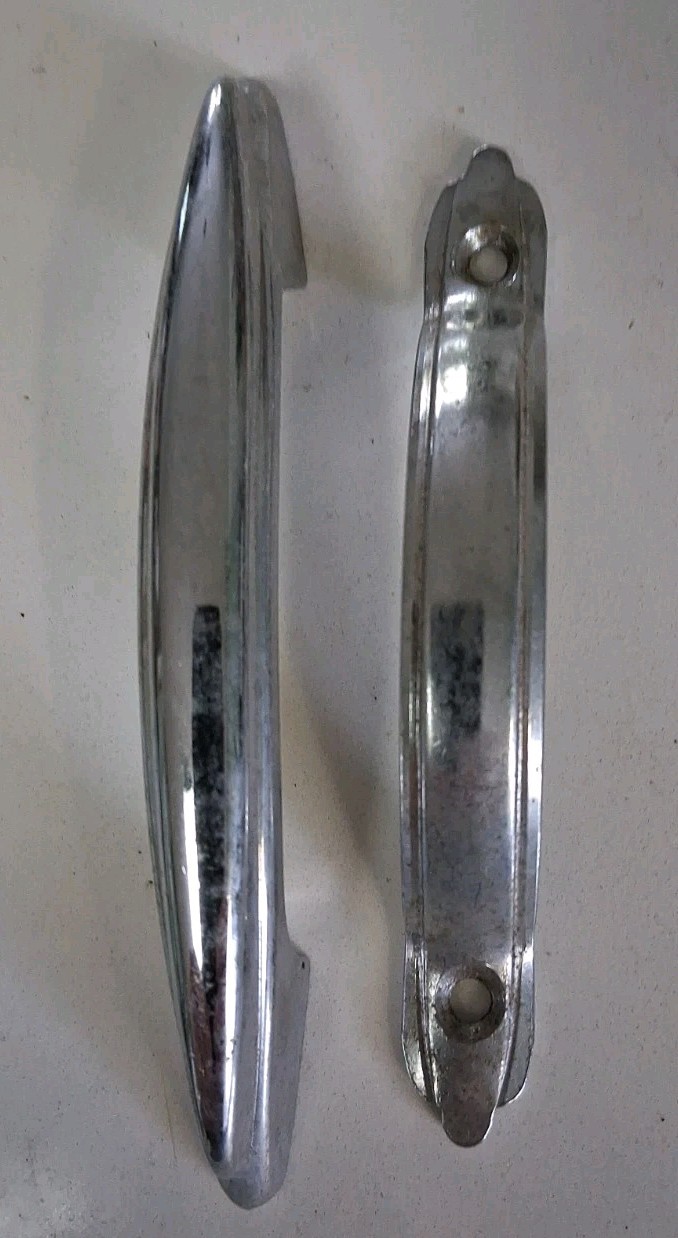 8 Vtg Chrome Drawer Pulls MCM Art Deco Cabinet Handle A33
